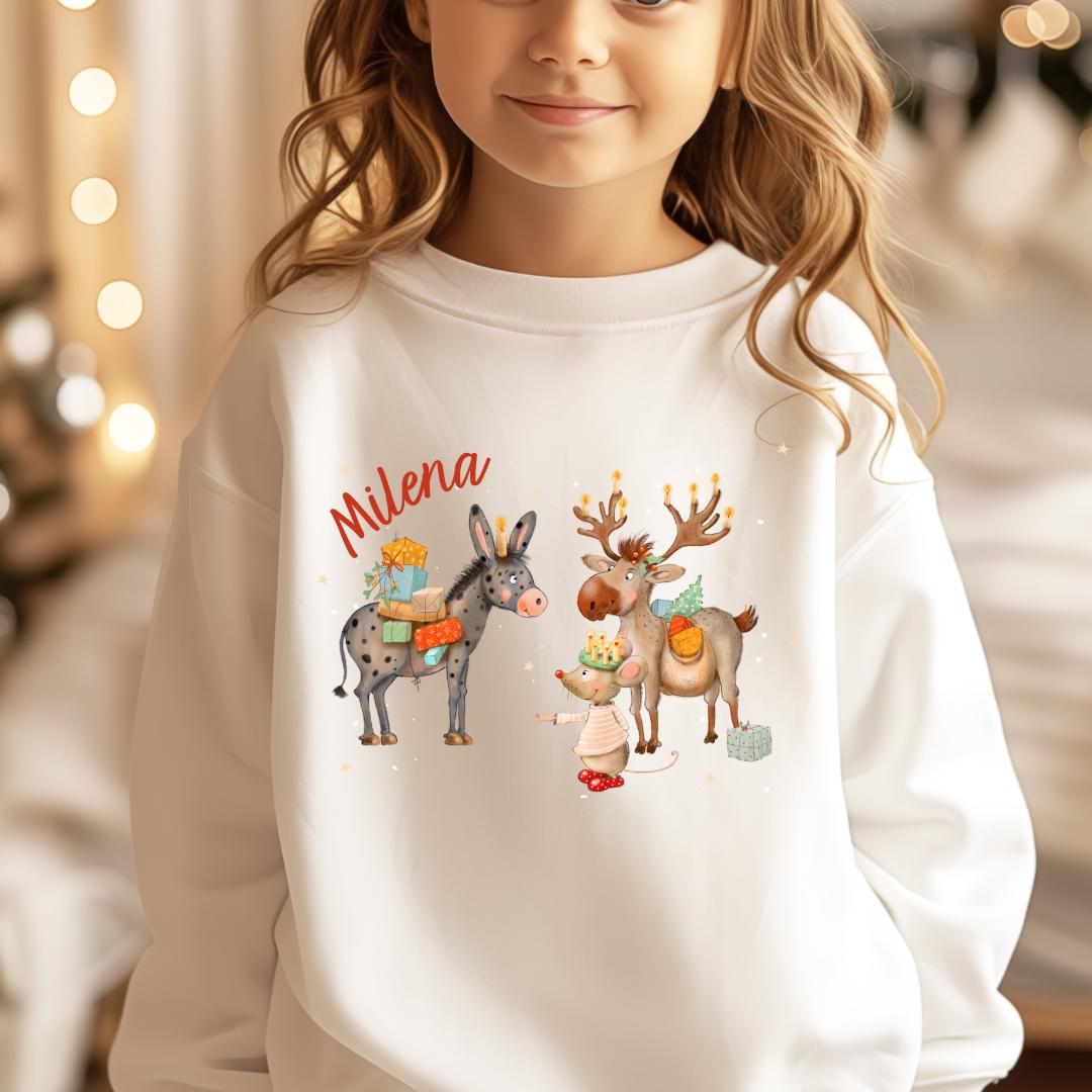 Weihnachtspullover Pullover für Weihnachten Weihnachtssweatshirt Weihnachtsshirt personalisiert Weihnachtsmann Weihnachtsoutfit Rentier