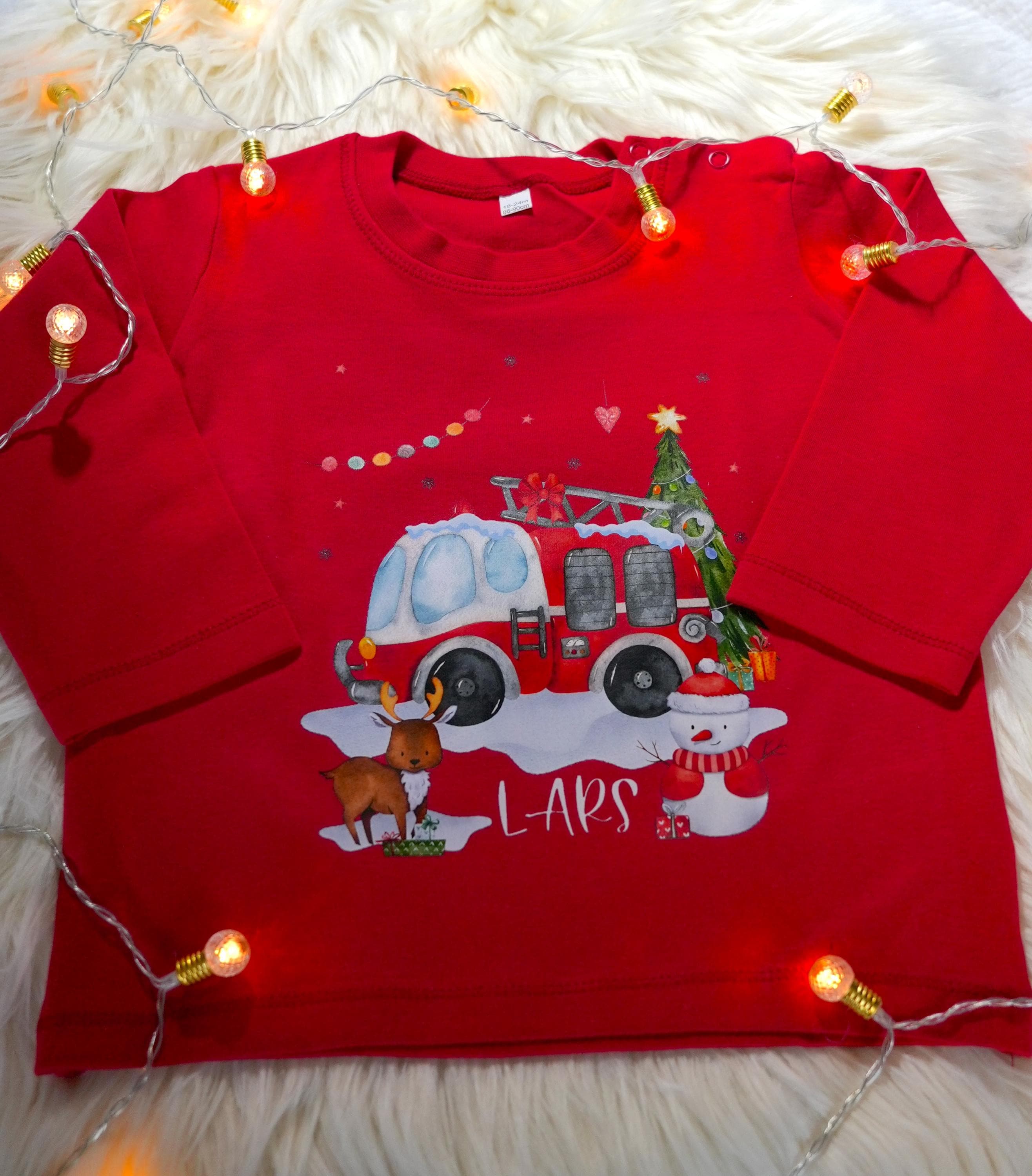 Feuerwehr Weihnachts Shirt – personalisiertes Langarmshirt mit Name – Nikolaus Shirt n – Weihnachtsshirt Feuerwehr – T-shirts