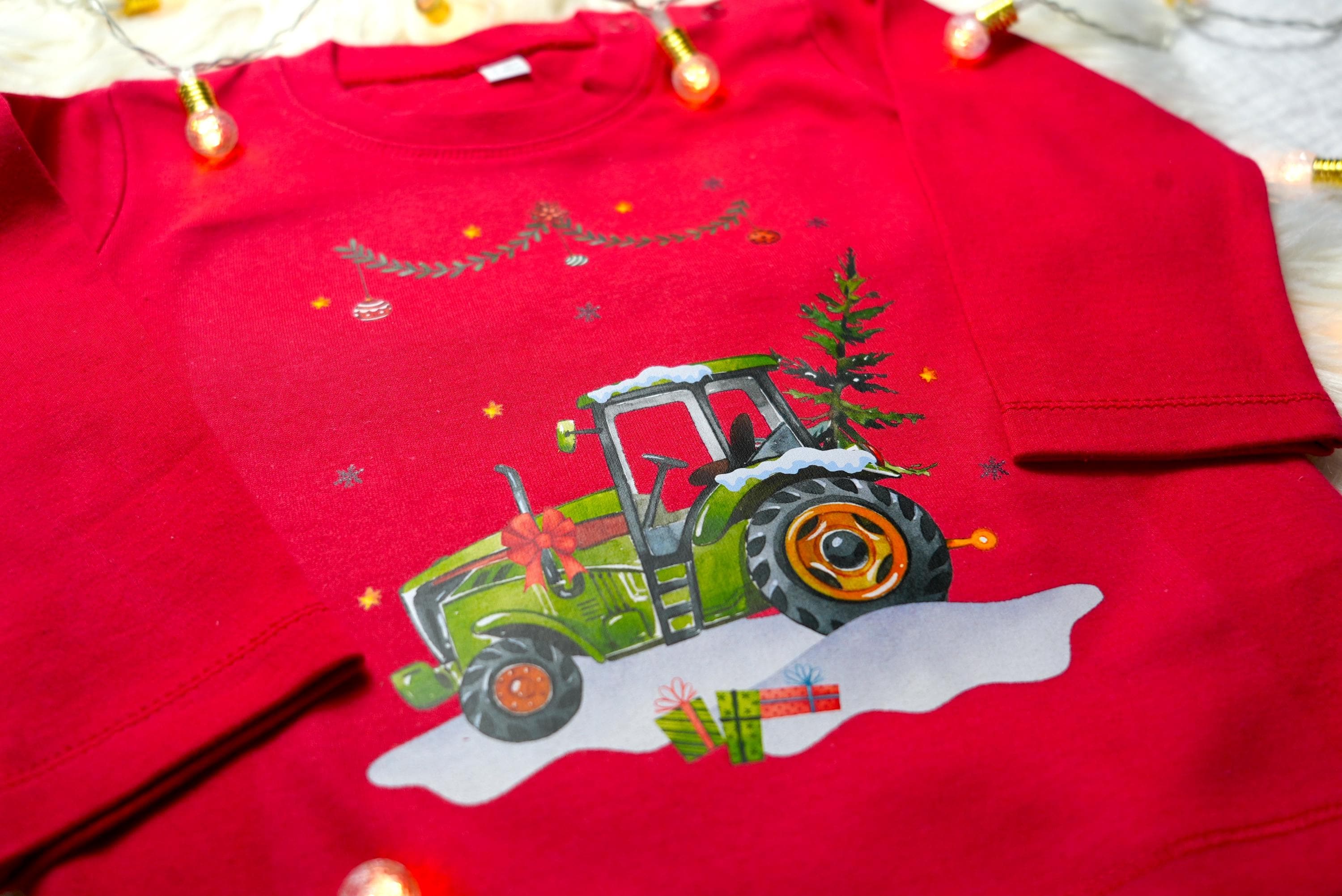 Shirt Weihnachten Traktor Weihnachtsshirt Weihnachtspullover Langarmshirt Weihnachten personalisiert Weihnachtsoutfit Weihnachten