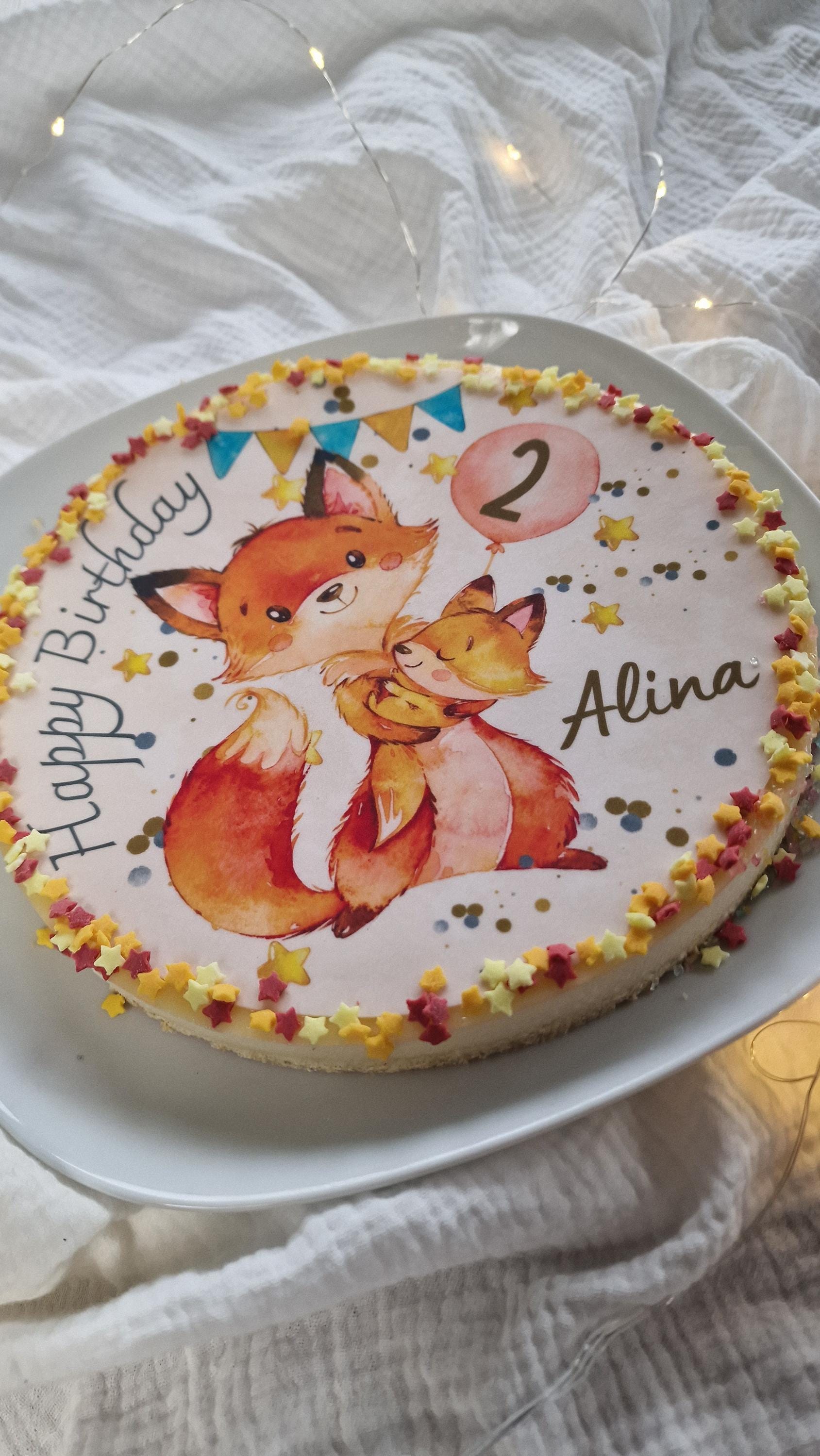 Tortenaufleger Fondant Geburtstag Fuchs