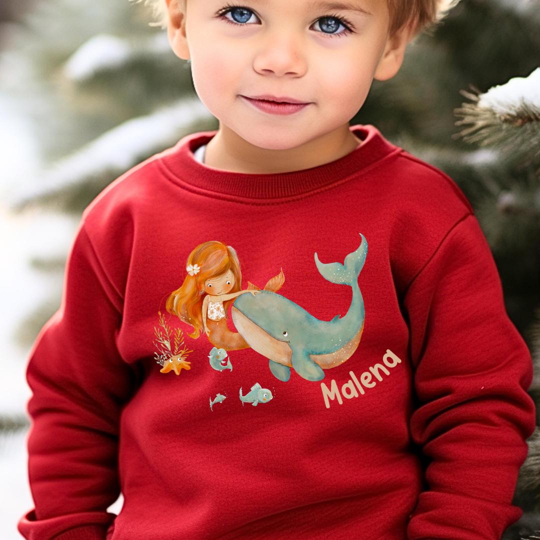 Pullover Sweatshirt Sweater personalisiert Kinderpullover Babypullover Meerjungfrau Nixe personalisierter Kinderpullover