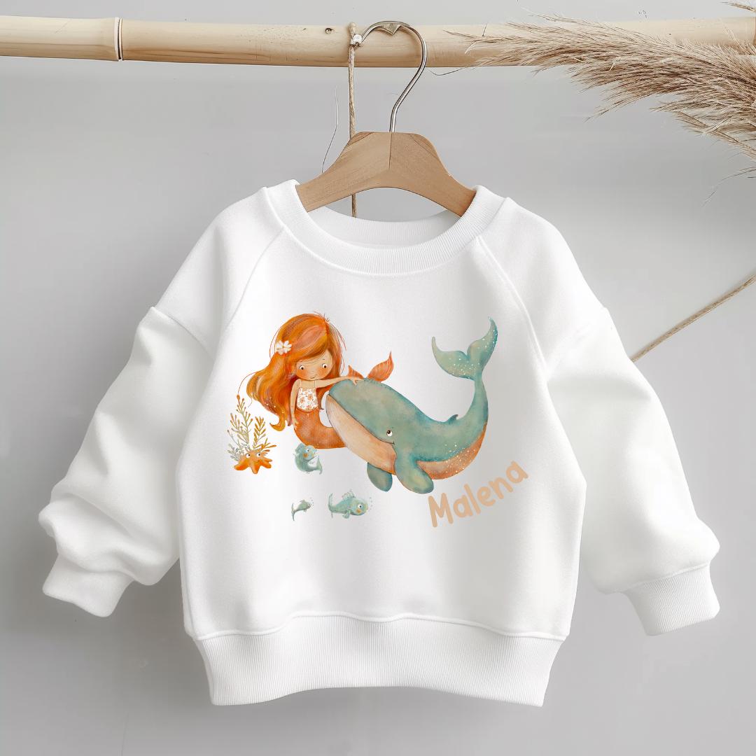 Pullover Sweatshirt Sweater personalisiert Kinderpullover Babypullover Meerjungfrau Nixe personalisierter Kinderpullover