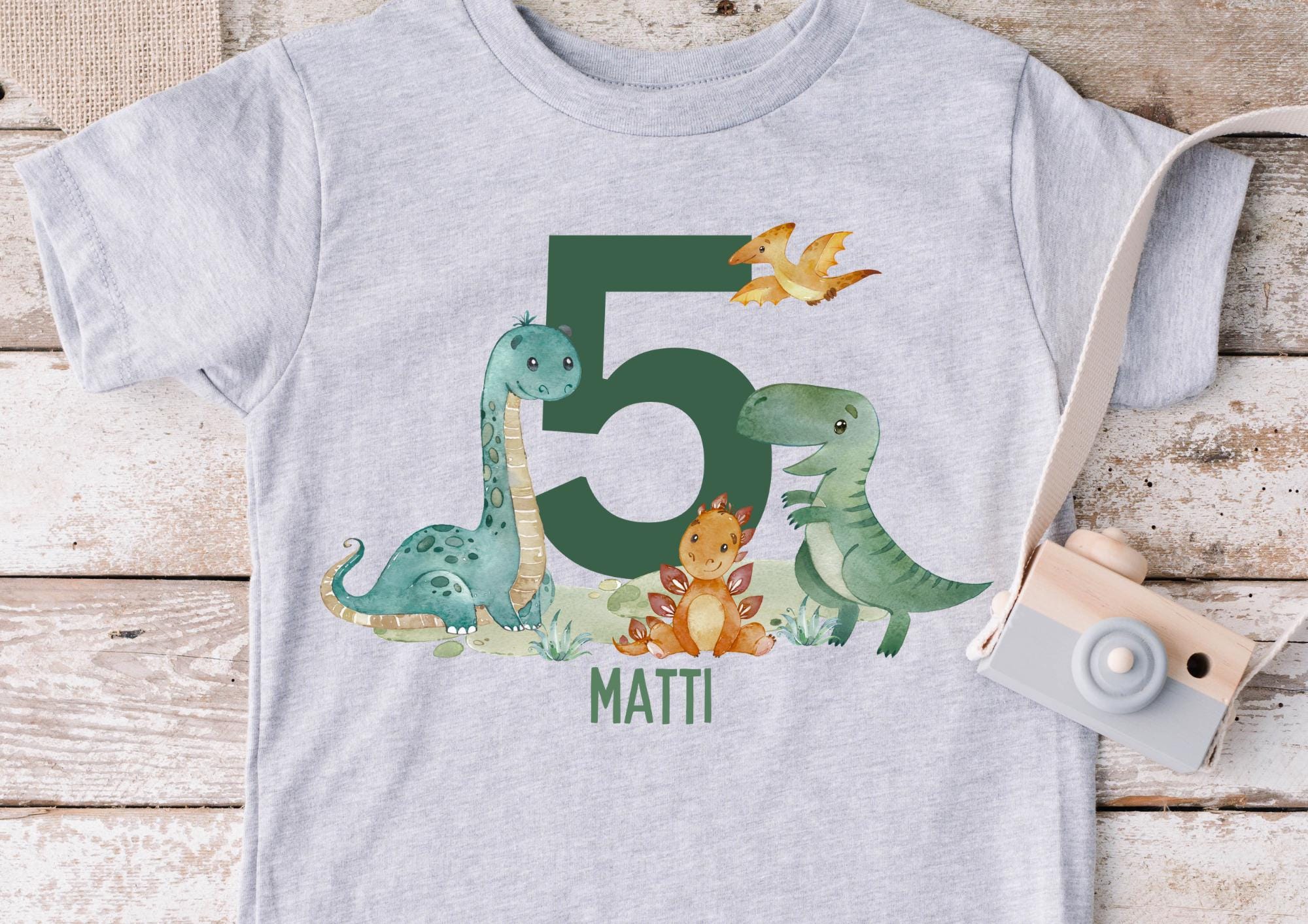 Bügelbild Dino Geburtstag – personalisiert mit Name & Alter – für – A4/A5 – T-Rex Aufbügler – Appliques & Patches