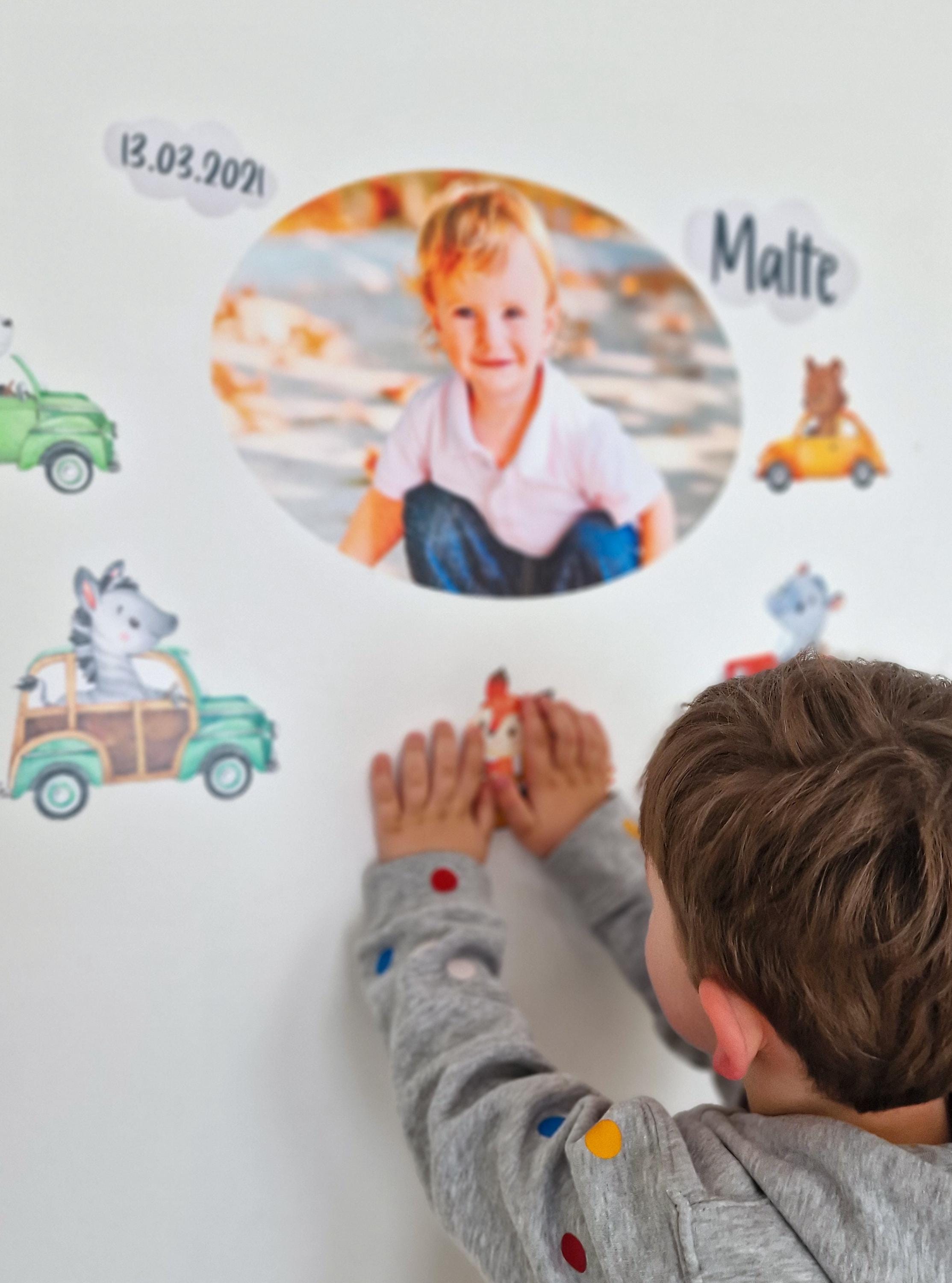 Wandtatoo Wandbild Wandaufkleber Kinderzimmer personalisiert Wanddekoration Autos Waldtiere Mit Foto personalisiert