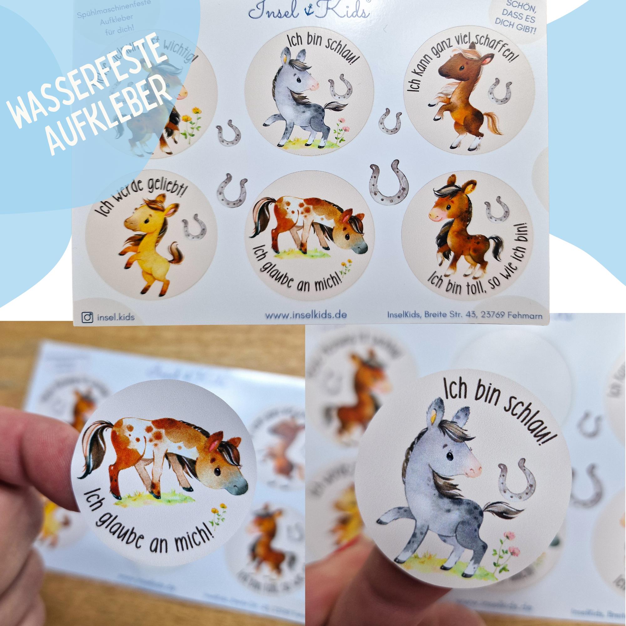 Wasserfeste Spühlmaschinenfeste Sticker Aufkleber Affirmationen UV-beständig Wasserfest / Für Trinkflasche Pferde Pony