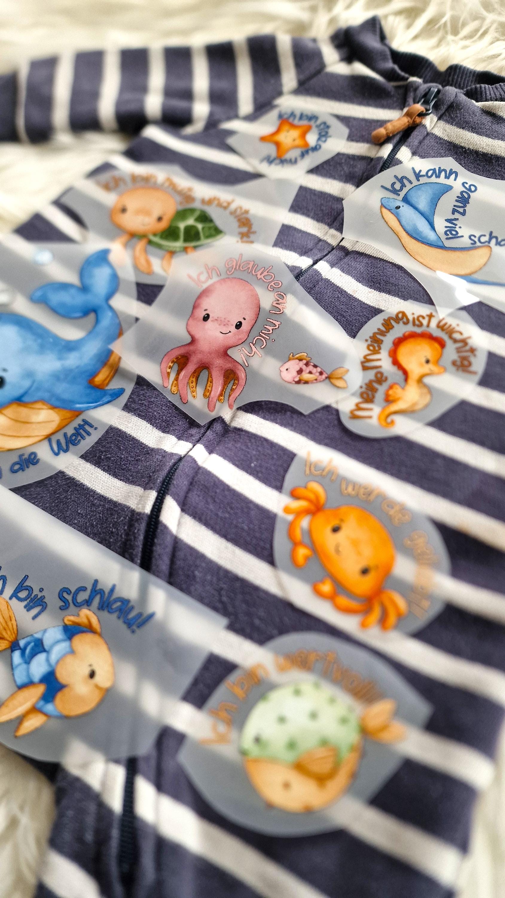 Set Bügelbild Applikation Meerestiere Wal Qualle Schildkröte zum Veredeln von Shirts Hosen Kleidung DTF Druck Applizierung