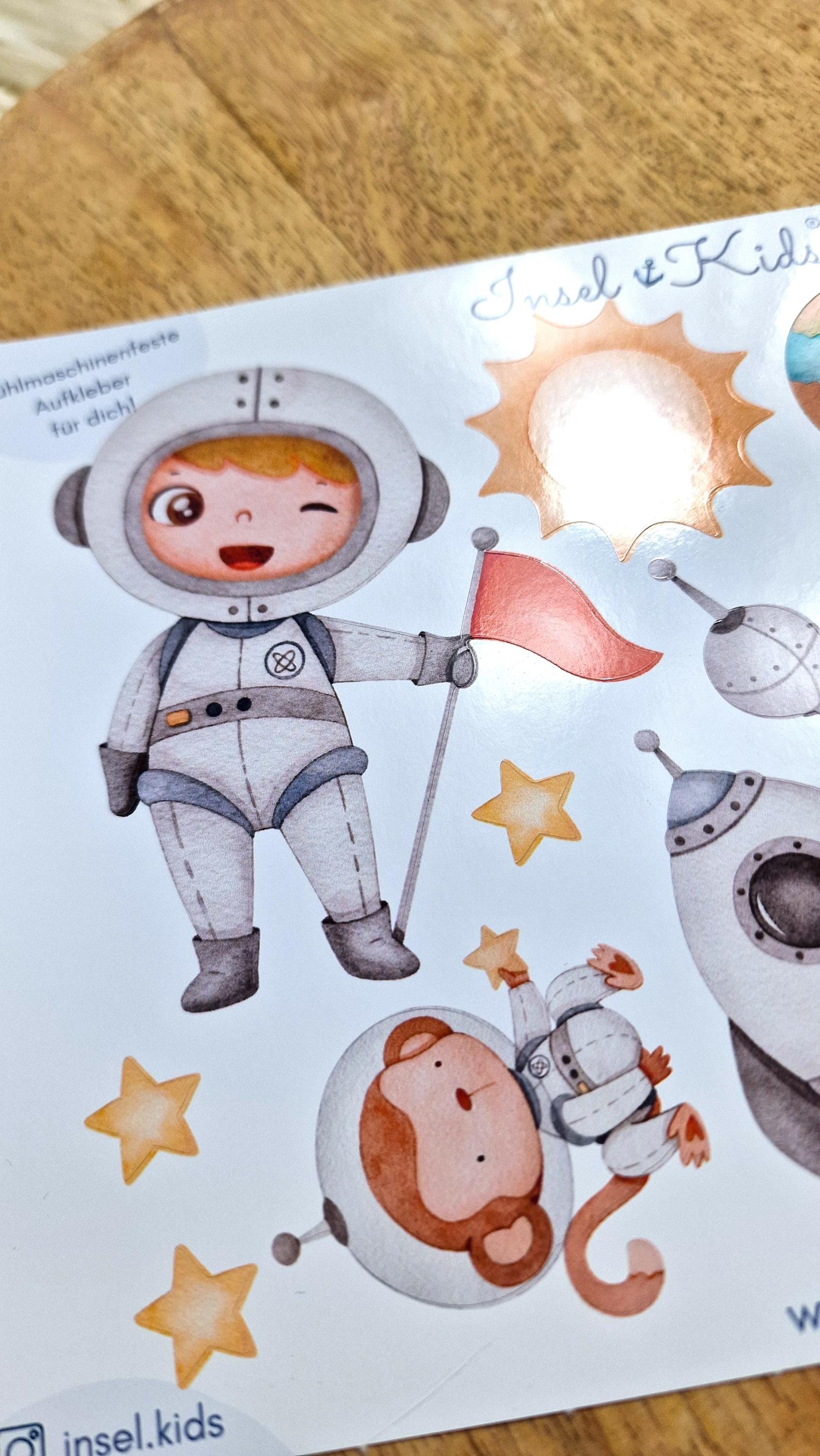 Spühlmaschinenfeste Aufkleber Wasserfeste Aufkleber Sticker Astronaut Weltraum Rakete