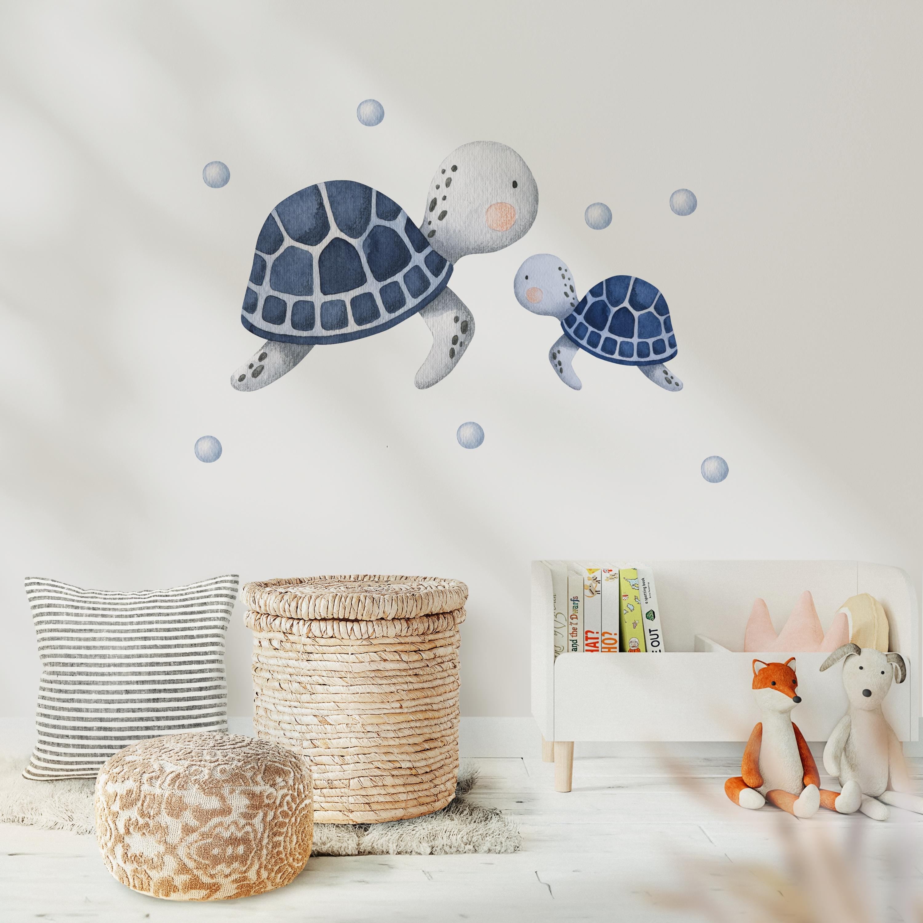 Wandtatoo Wandbild Wandaufkleber Wandsticker Kinderzimmer personalisiert Schildkröte Unterwasser für das Babyzimmer