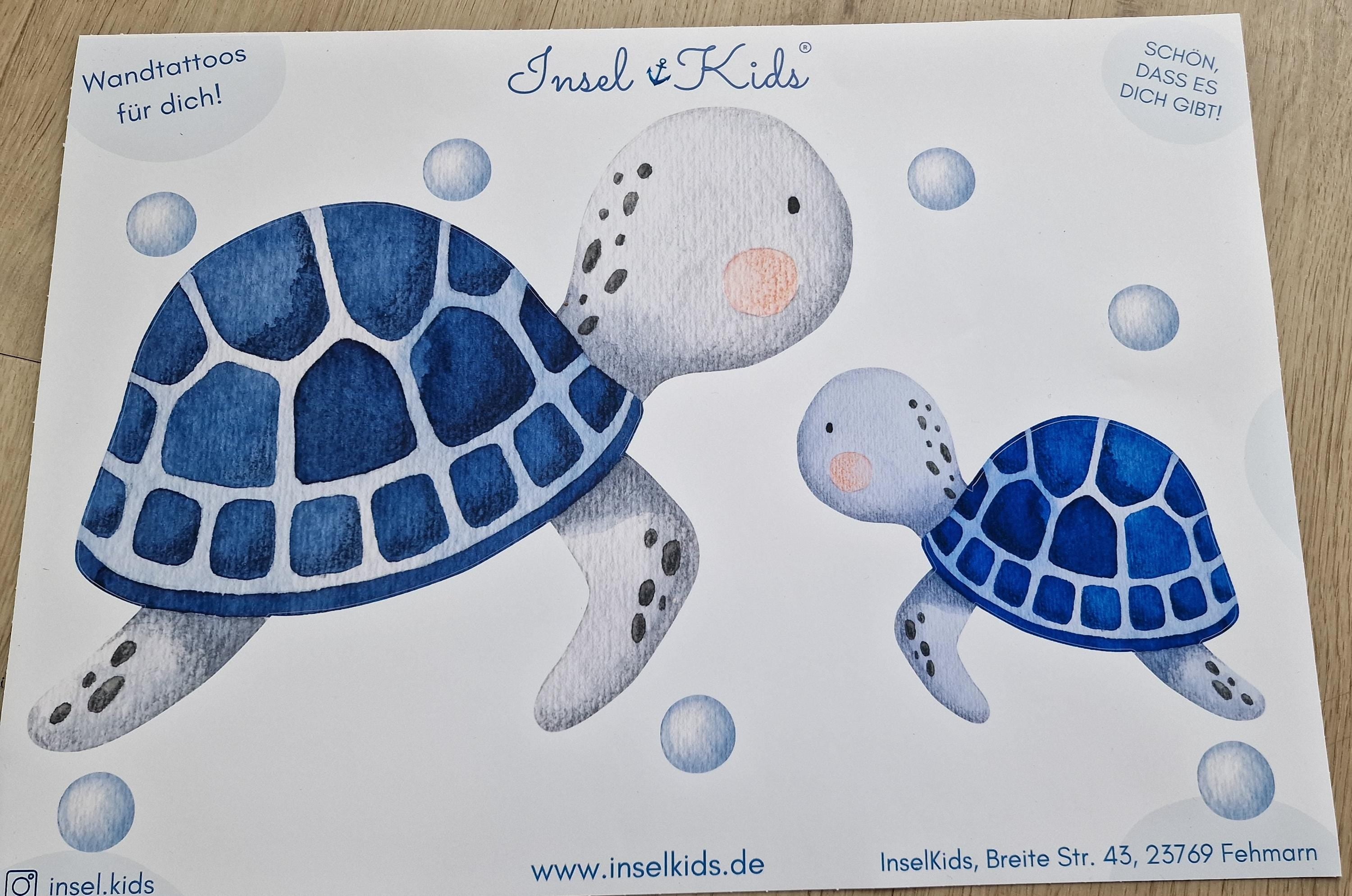 Wandtatoo Wandbild Wandaufkleber Wandsticker Kinderzimmer personalisiert Schildkröte Unterwasser für das Babyzimmer