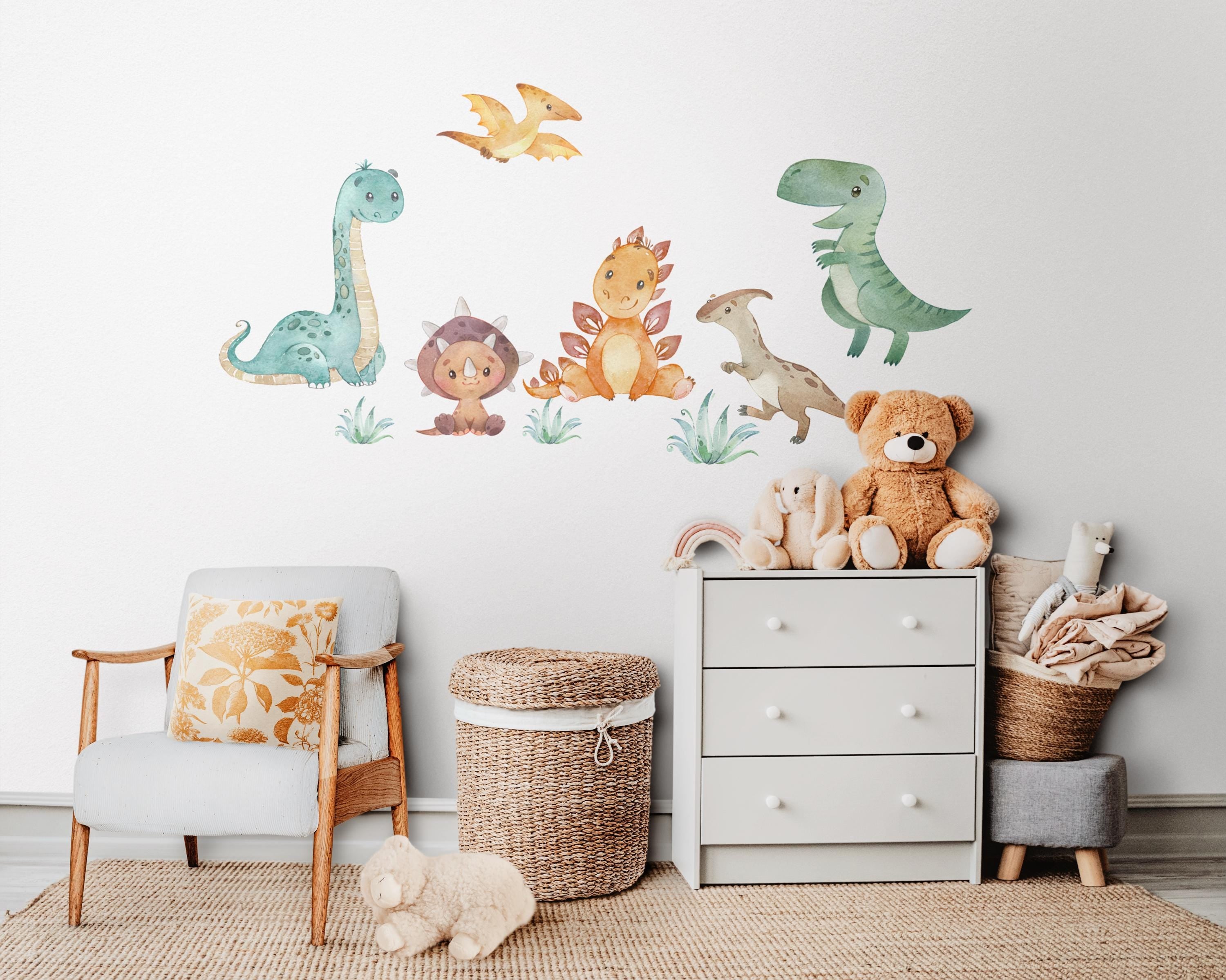 Wandtatoo Wandbild Wandaufkleber Wandsticker Kinderzimmer personalisiert Dino Dinosaurier T-Rex für das Babyzimmer