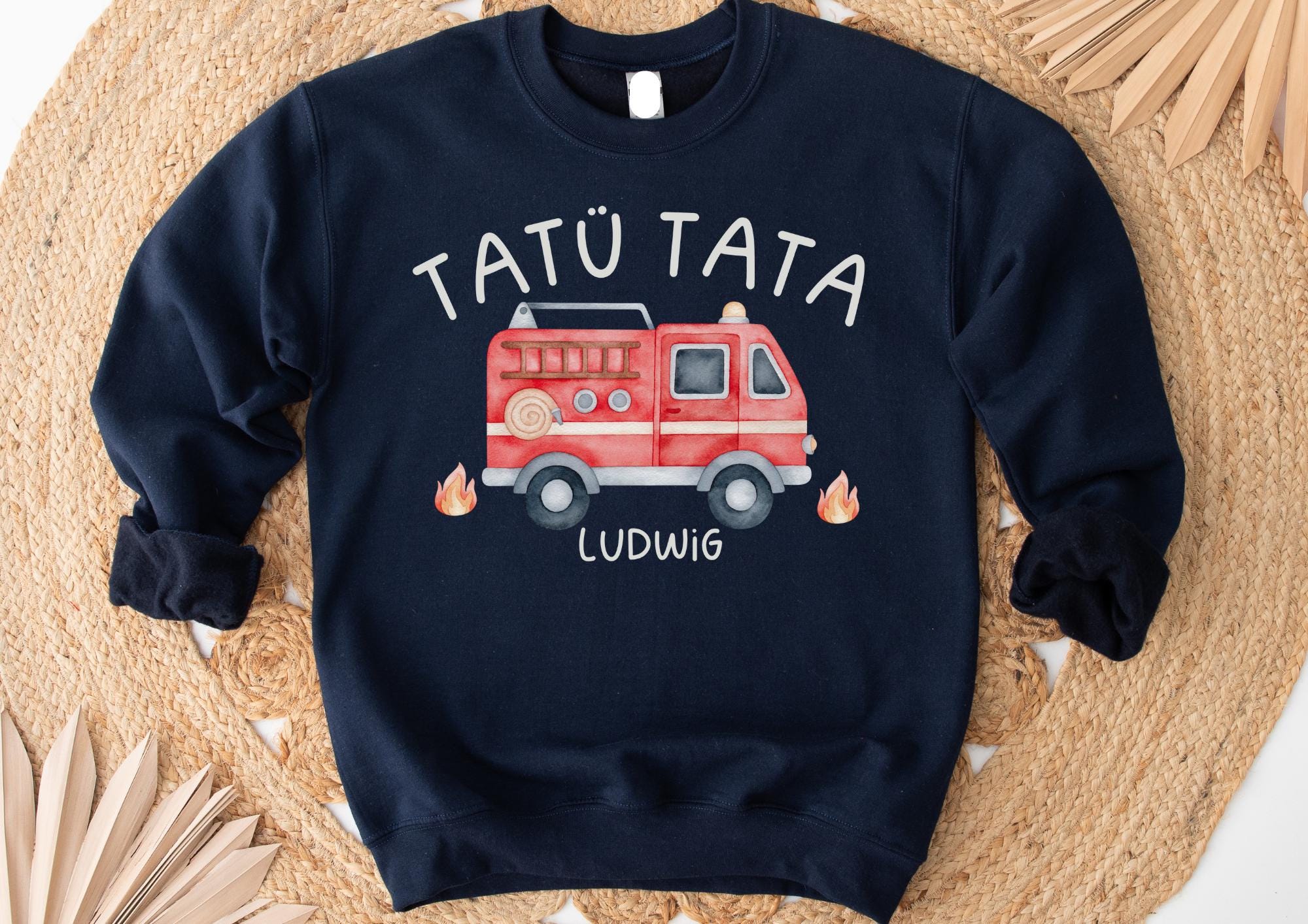 Pullover Sweatshirt Sweater personalisiert pullover Babypullover Feuerwehr Feuerwehrauto personalisiert