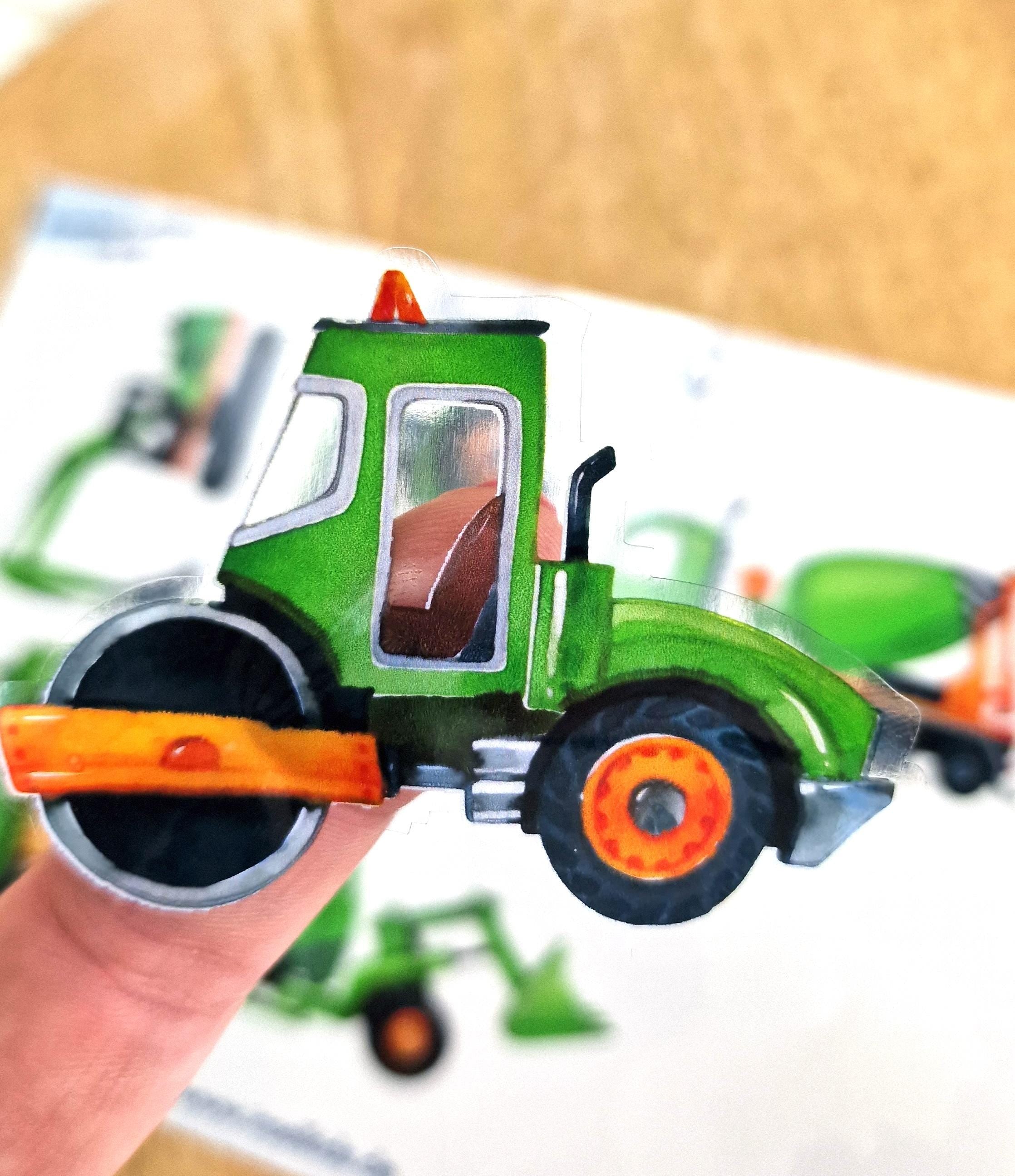 Sticker-Set Bagger & Traktor – wasserfest und spülmaschinenfest – für Brotdose, Flasche und Kita – Baustellenfahrzeuge – Stickers