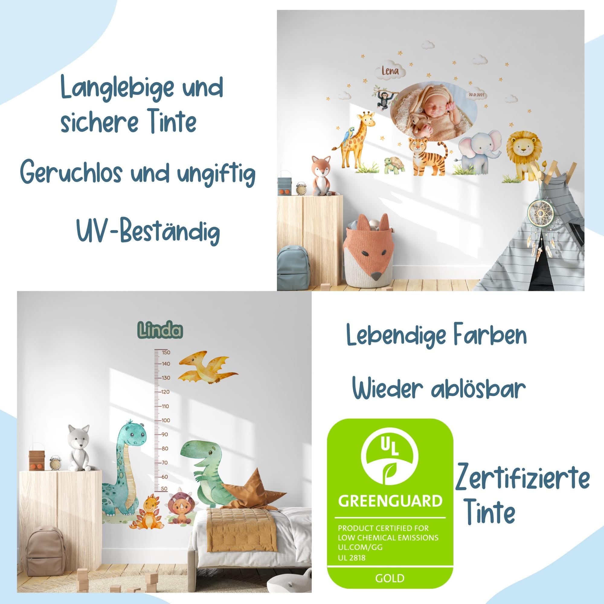 Wandtatoo Wandbild Wandaufkleber Wandsticker personalisiert Kinderzimmerdeko Dinosaurier Dino T-Rex Kinderzimmer