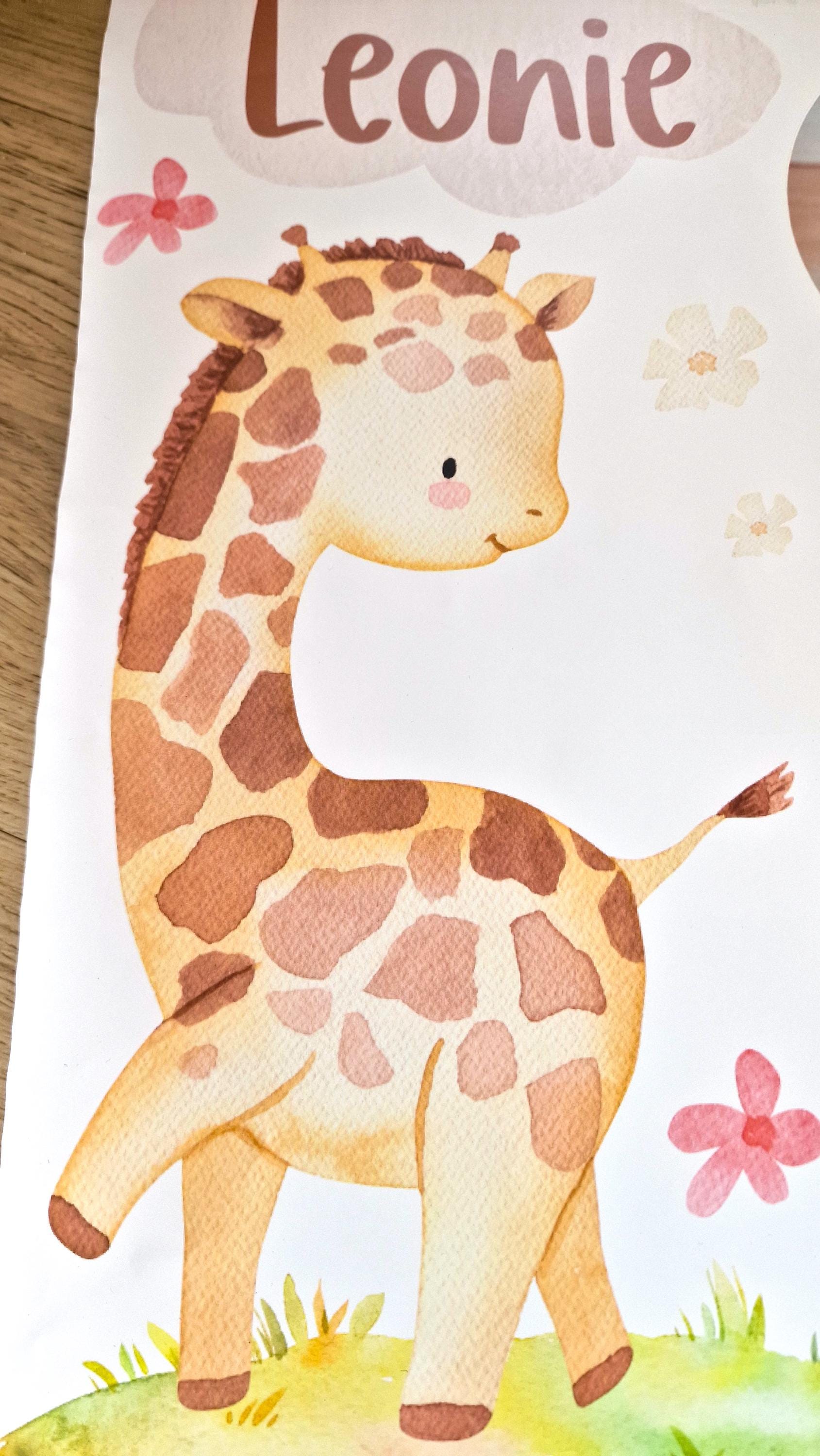 Wandtatoo Wandbild mit Foto Wandaufkleber Kinderzimmer personalisiert Safaritiere Giraffe Löwe Dschungeltiere für das Babyzimmer