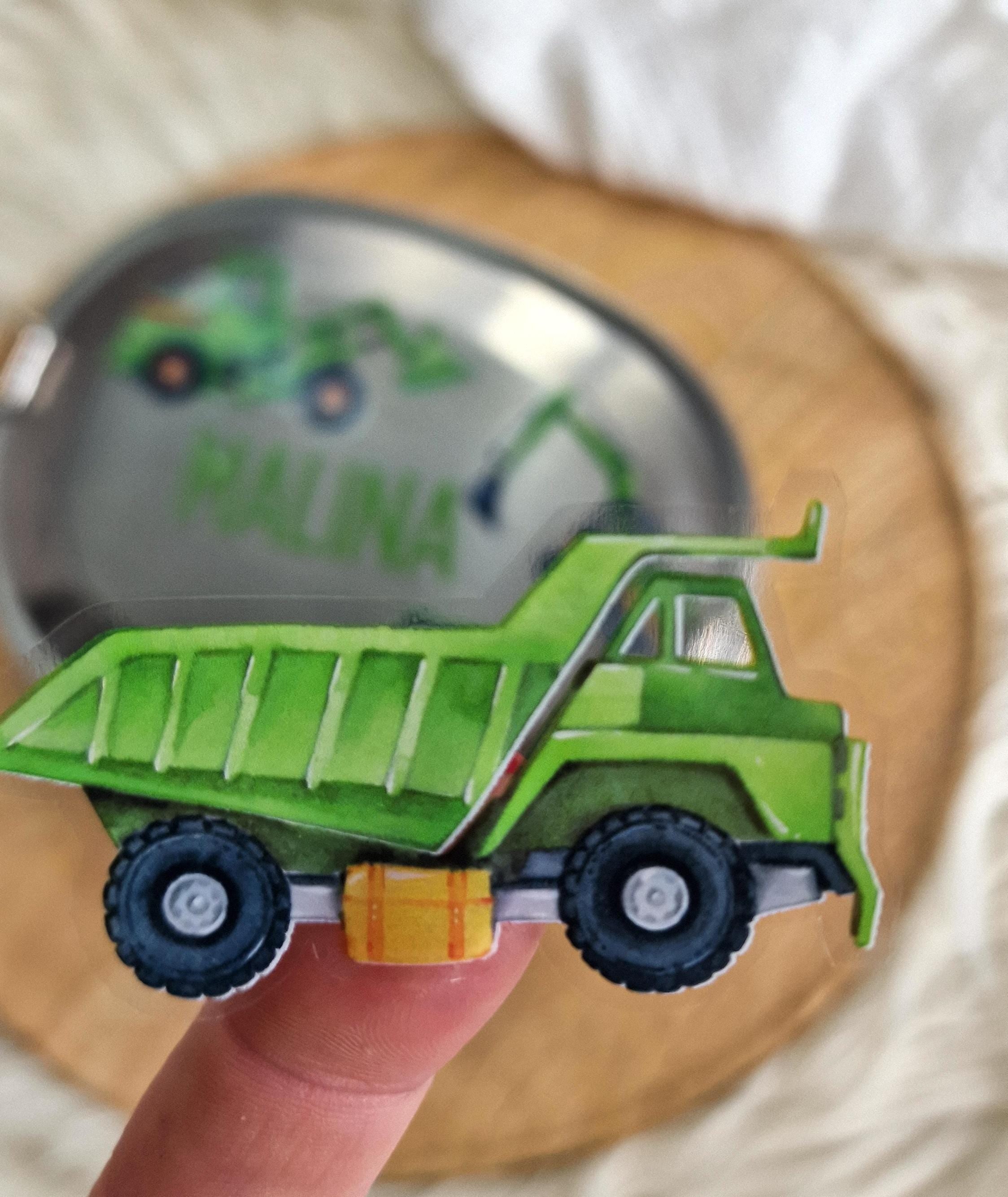 Namensaufkleber Baustelle – personalisiert mit Name – Bagger & Traktor Sticker für Brotdose, Flasche, Kita – spülmaschinenfest – Stickers