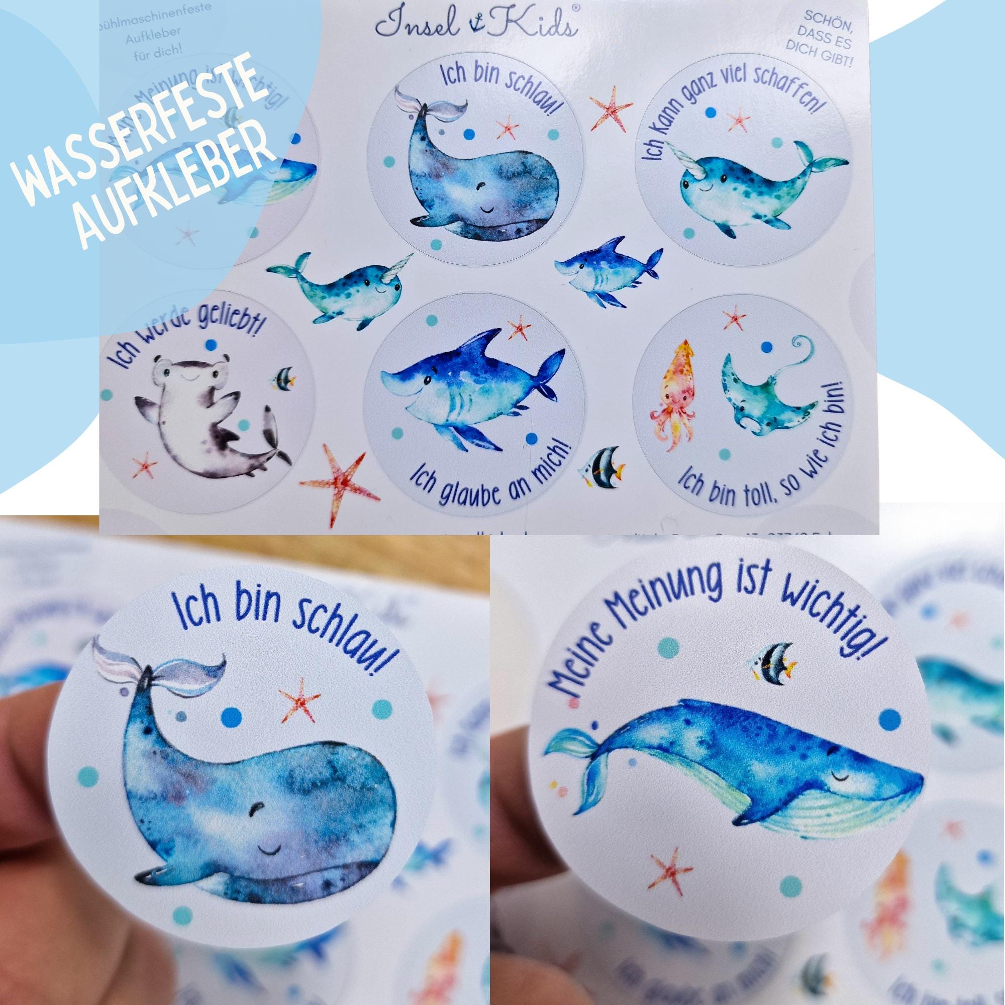 Wasserfeste Spühlmaschinenfeste Sticker Aufkleber fahrrad sticker Affirmationen UV-beständig Wasserfest /Trinkflasche Brotdose Fahrrad Wal