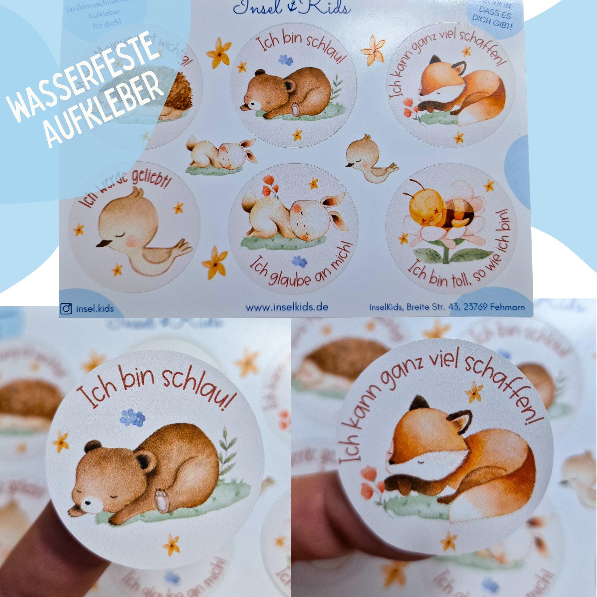 Wasserfeste Spühlmaschinenfeste Sticker Aufkleber Affirmationen UV-beständig Wasserfest / Für Trinkflasche Brotdose Fahrrad Wal Meerestiere – Stickers