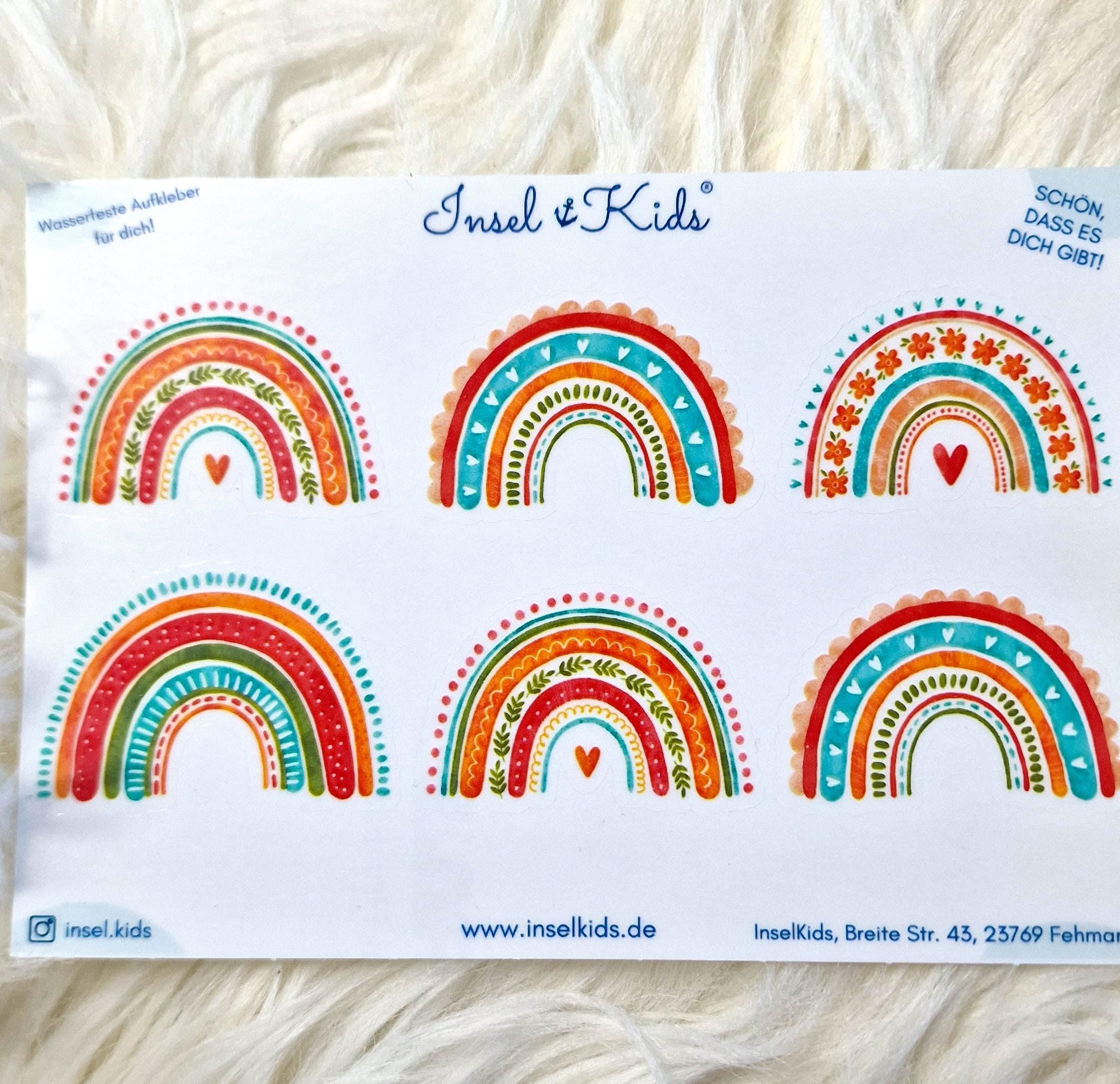 Aufkleber Regenbogen – wasserfeste Sticker – wasserfest & spülmaschinenfest – für Brotdose, Trinkflasche, Laufrad und Kita – Stickers