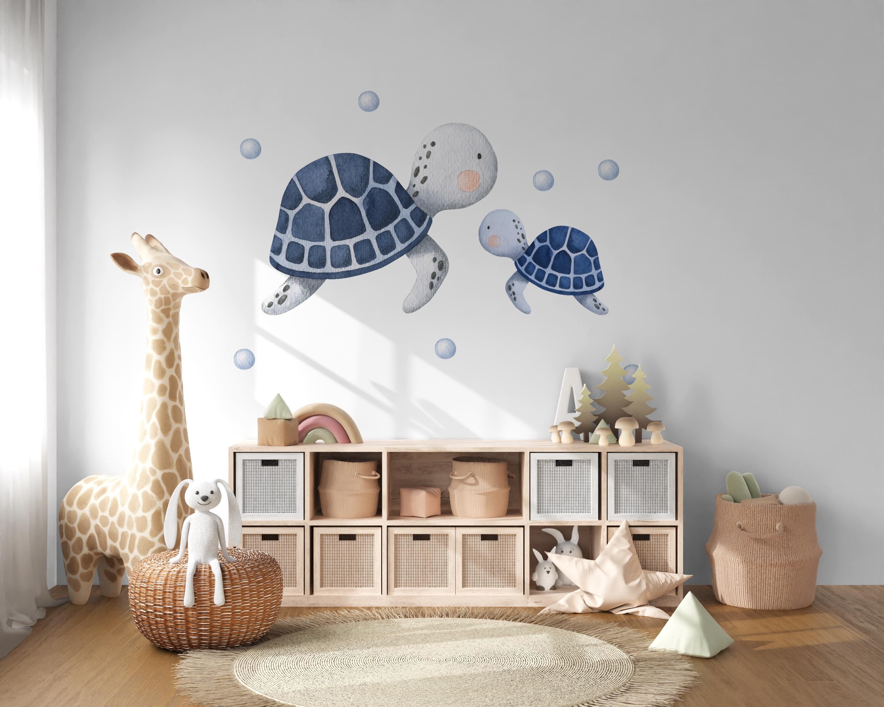 Wandtatoo Wandbild Wandaufkleber Wandsticker Kinderzimmer personalisiert Schildkröte Unterwasser für das Babyzimmer