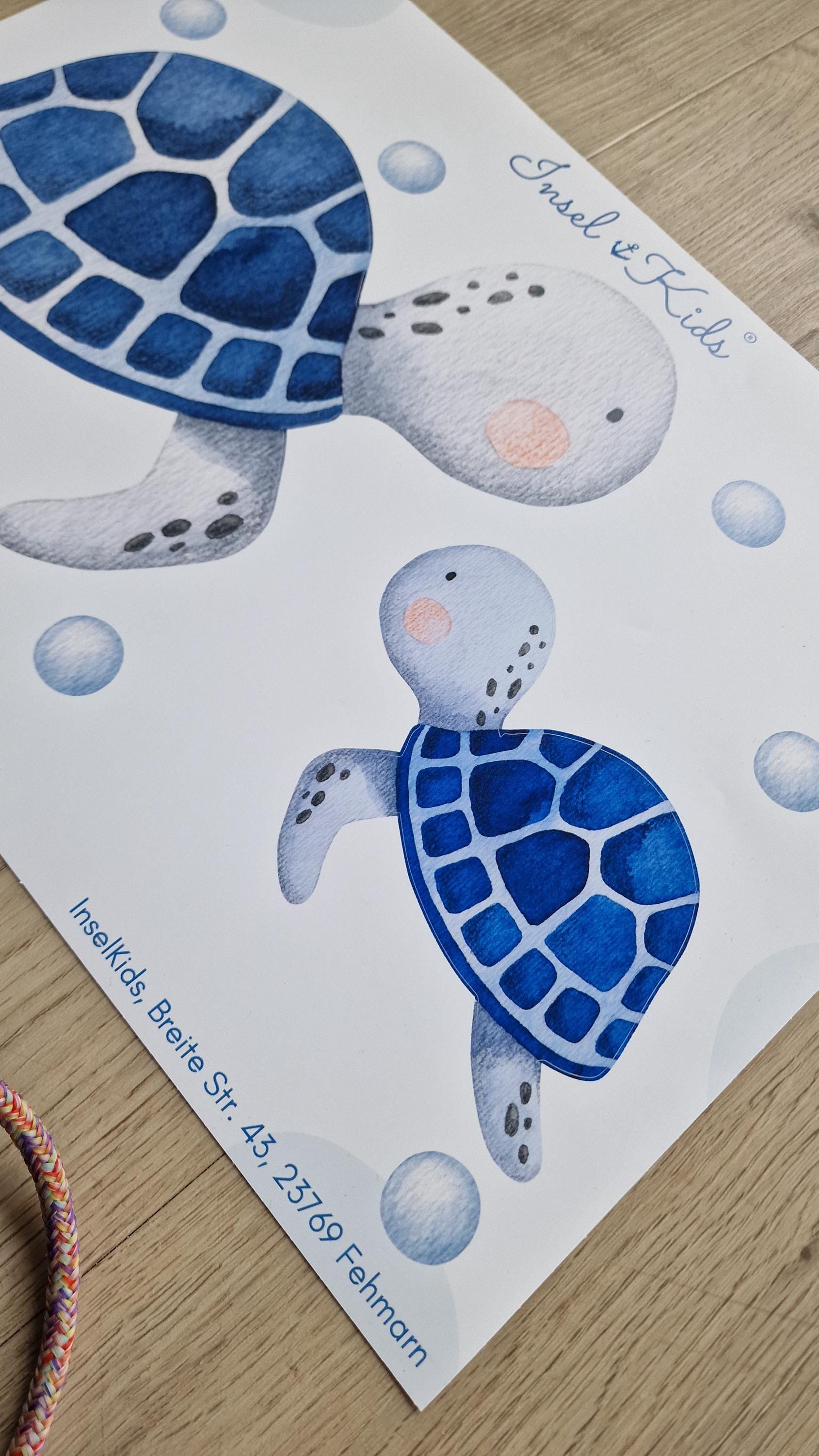 Wandtatoo Wandbild Wandaufkleber Wandsticker Kinderzimmer personalisiert Schildkröte Unterwasser für das Babyzimmer