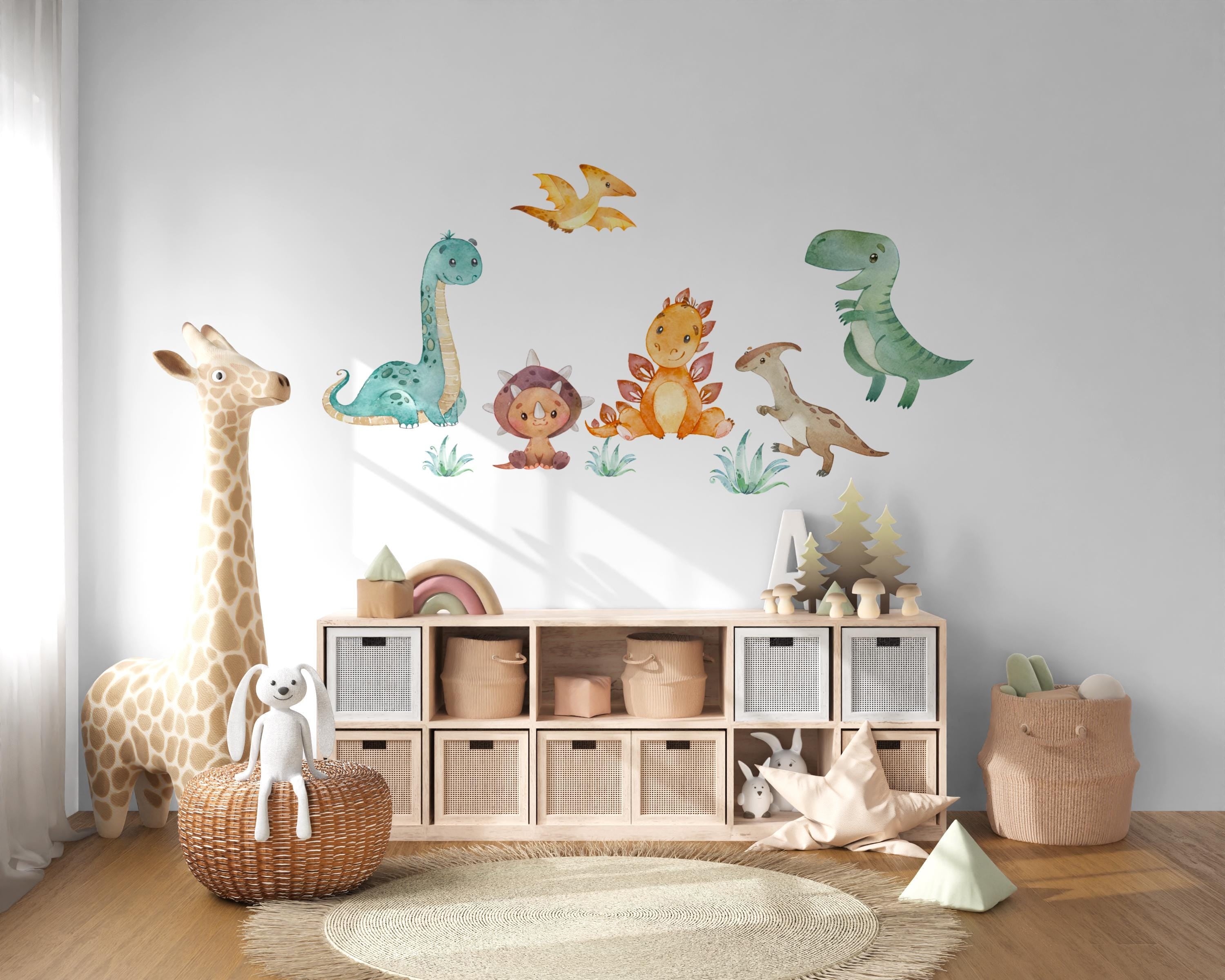 Wandtatoo Wandbild Wandaufkleber Wandsticker Kinderzimmer personalisiert Dino Dinosaurier T-Rex für das Babyzimmer