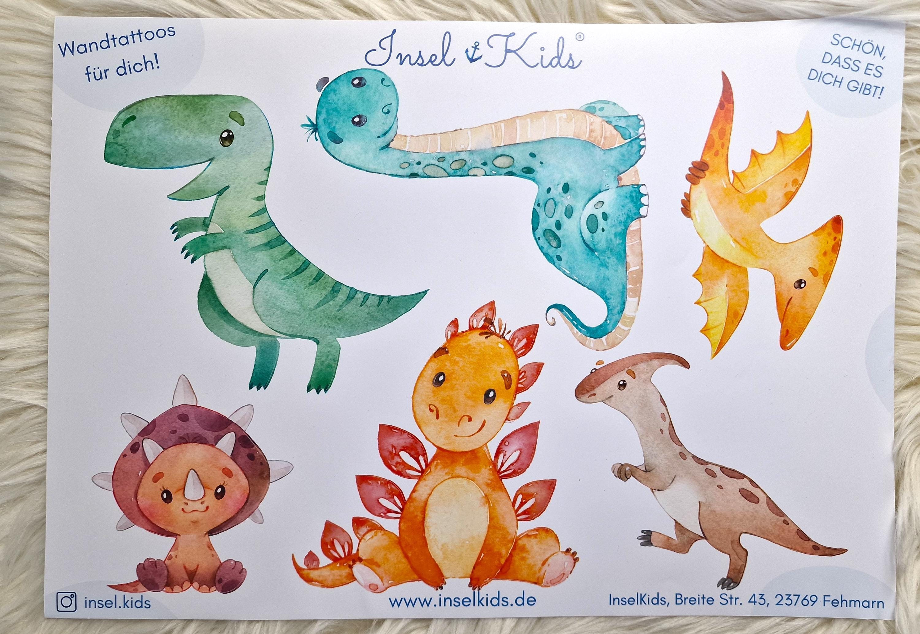 Wandtatoo Wandbild Wandaufkleber Wandsticker Kinderzimmer personalisiert Dino Dinosaurier T-Rex für das Babyzimmer