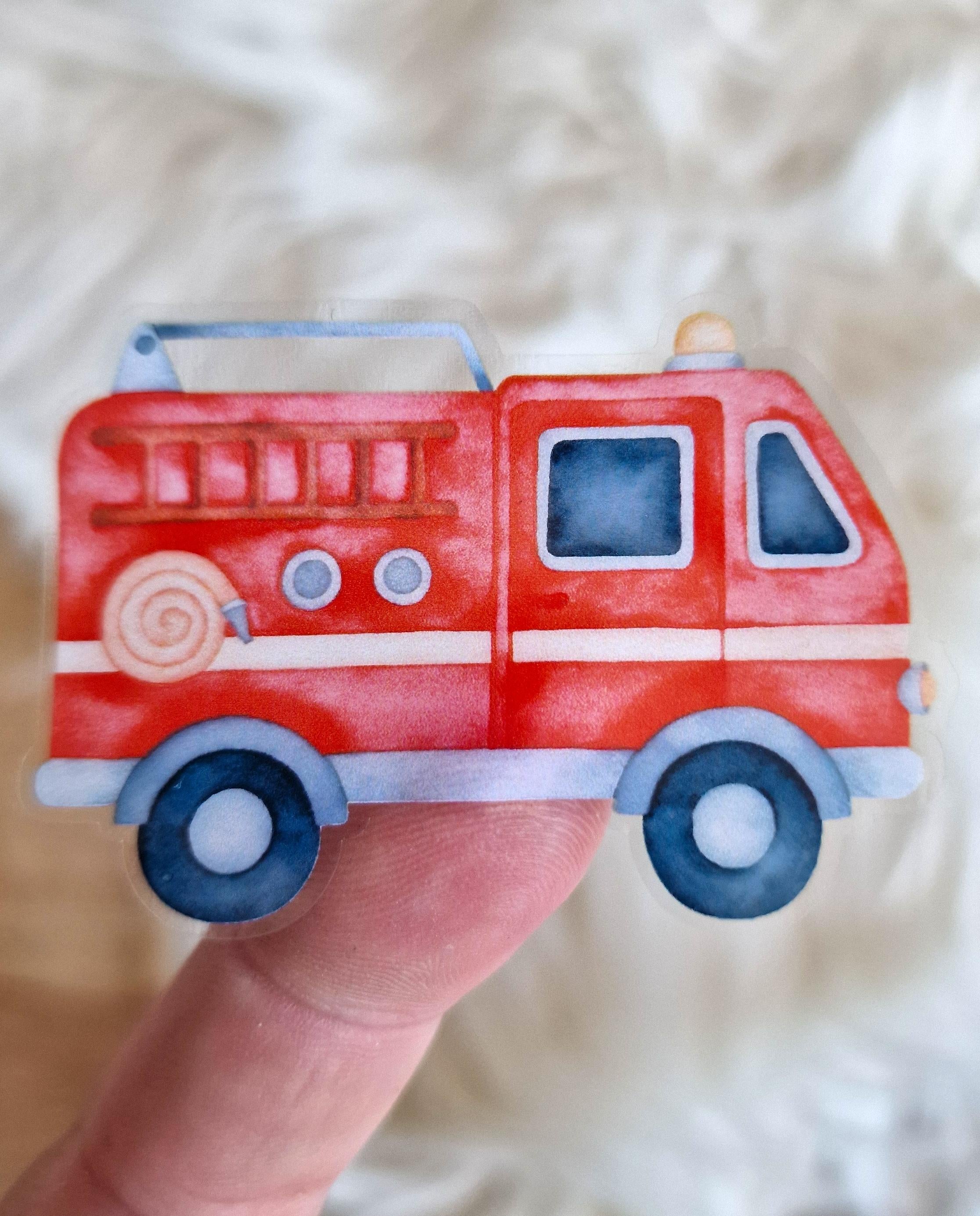 Namensaufkleber Feuerwehrhund und Feuerwehrbär – personalisiert – spülmaschinenfest & wasserfest – Sticker für Brotdose, Flasche, Kita – Stickers