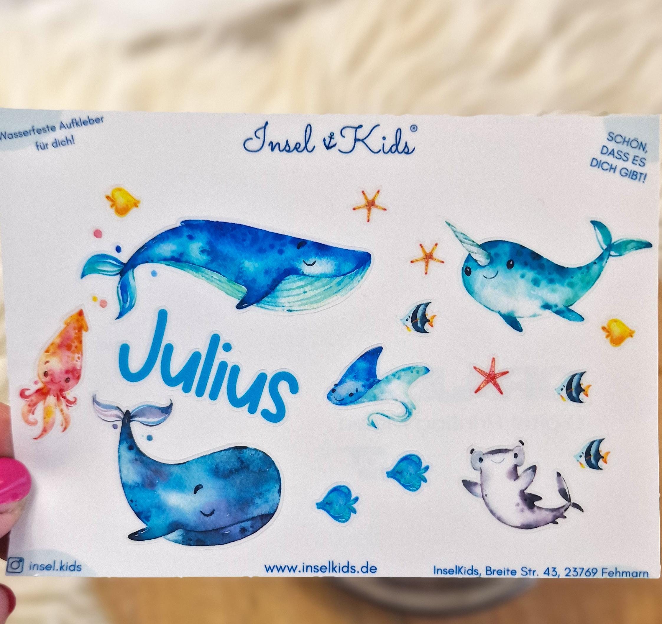 Namensaufkleber Meerestiere – personalisierte Sticker – spülmaschinenfest & wasserfest – für Brotdose, Trinkflasche, Kita – Stickers