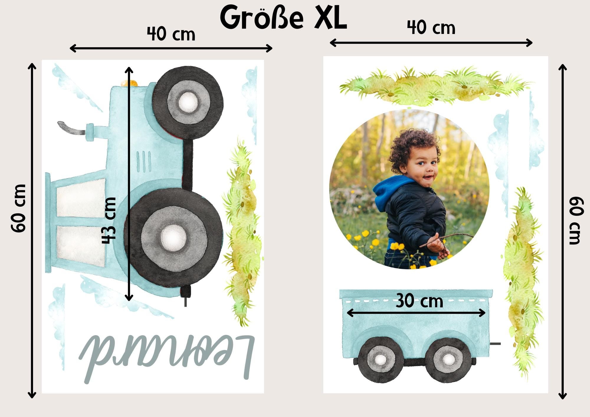 Wandtatoo Wandbild Wandaufkleber Wandsticker mit Foto personalisiert Kinderzimmerdeko Traktor Trecker Kinderzimmer