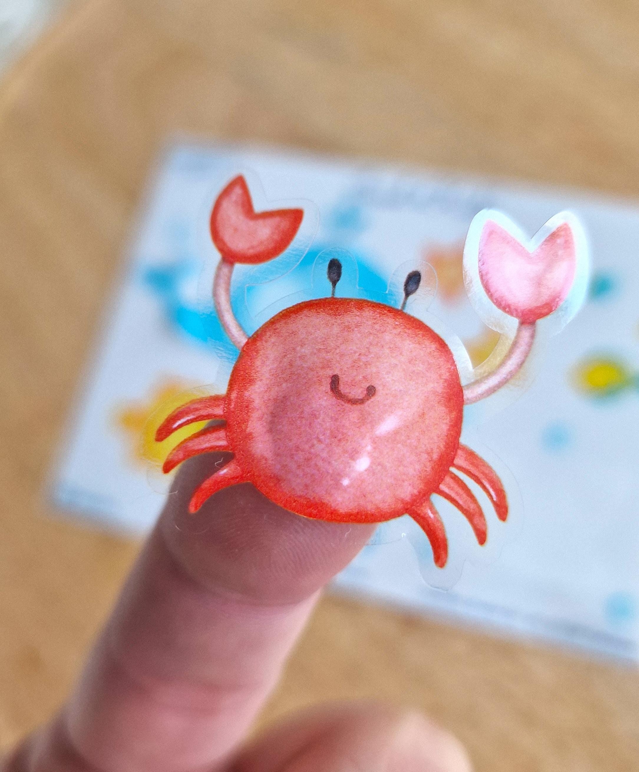 Sticker Meerestiere wasserfest spülmaschinenfest für Kinder Trinkflasche Brotdose Fahrrad Kita Einschulung Sommer UV-beständig. Detailansicht Krebs