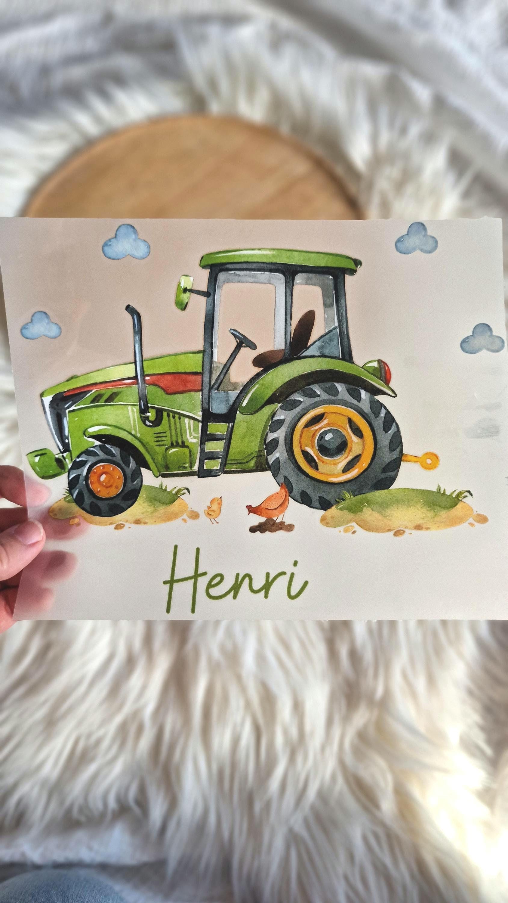 Bügelbild für farbige ien mit Wunschname und Alter personalisiert Geburtstagsshirt Traktor Trecker Bauernhof