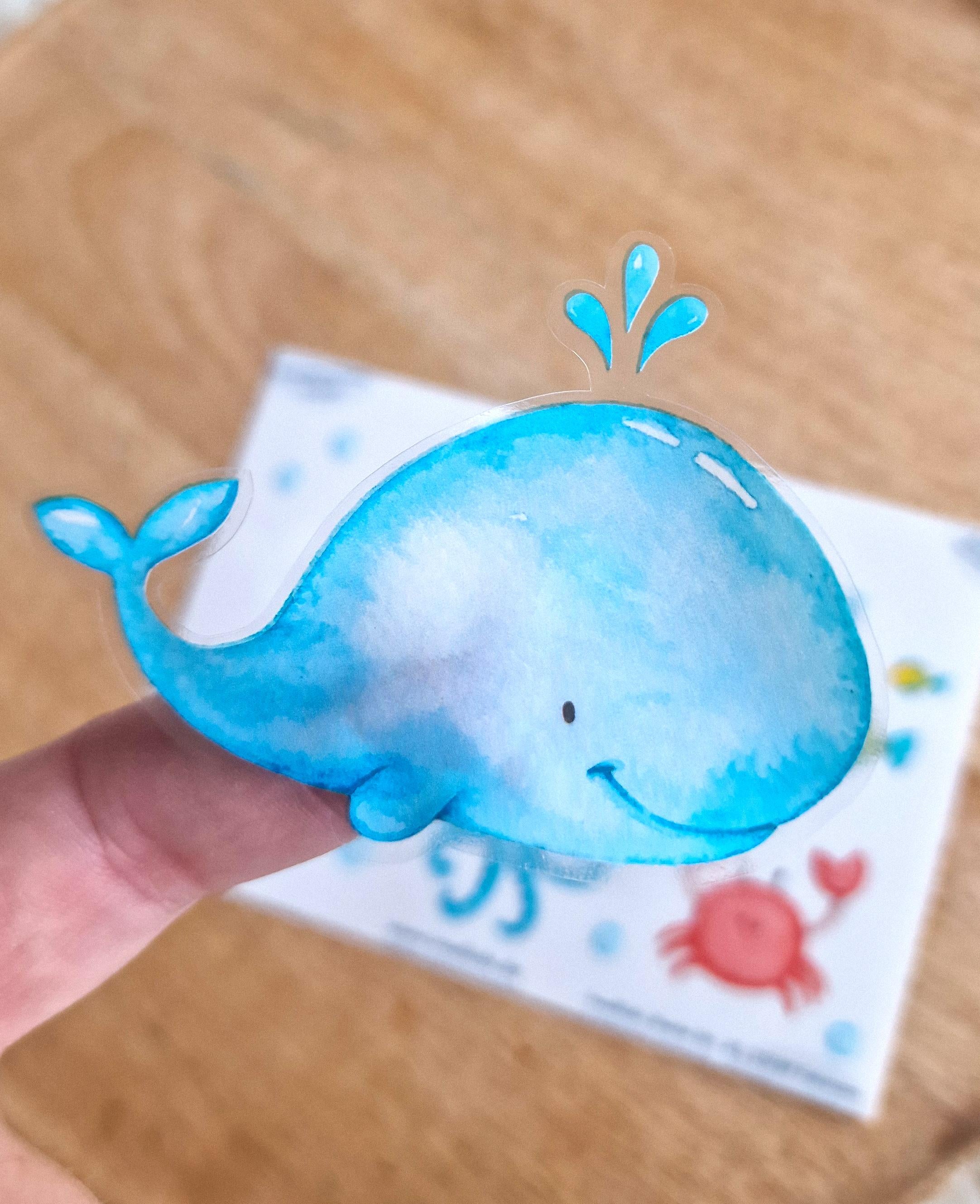 Sticker Meerestiere wasserfest spülmaschinenfest für Kinder Trinkflasche Brotdose Fahrrad Kita Einschulung Sommer UV-beständig. Detailansicht Wal