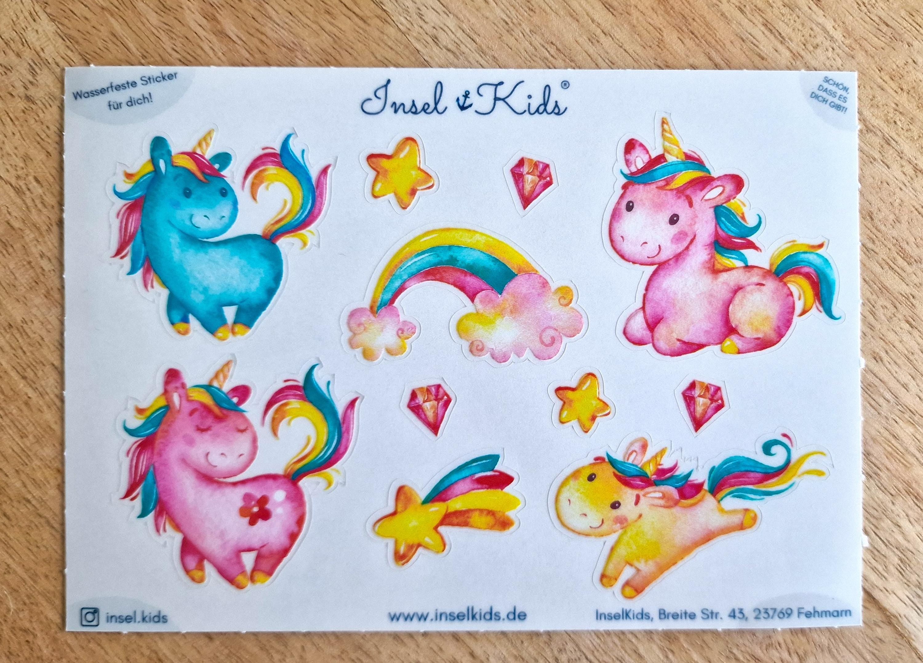 Einhorn Sticker Set – wasserfest & spülmaschinenfest – für Brotdose, Flasche, Kita und Schulstart – Vinyl Sticker – Stickers