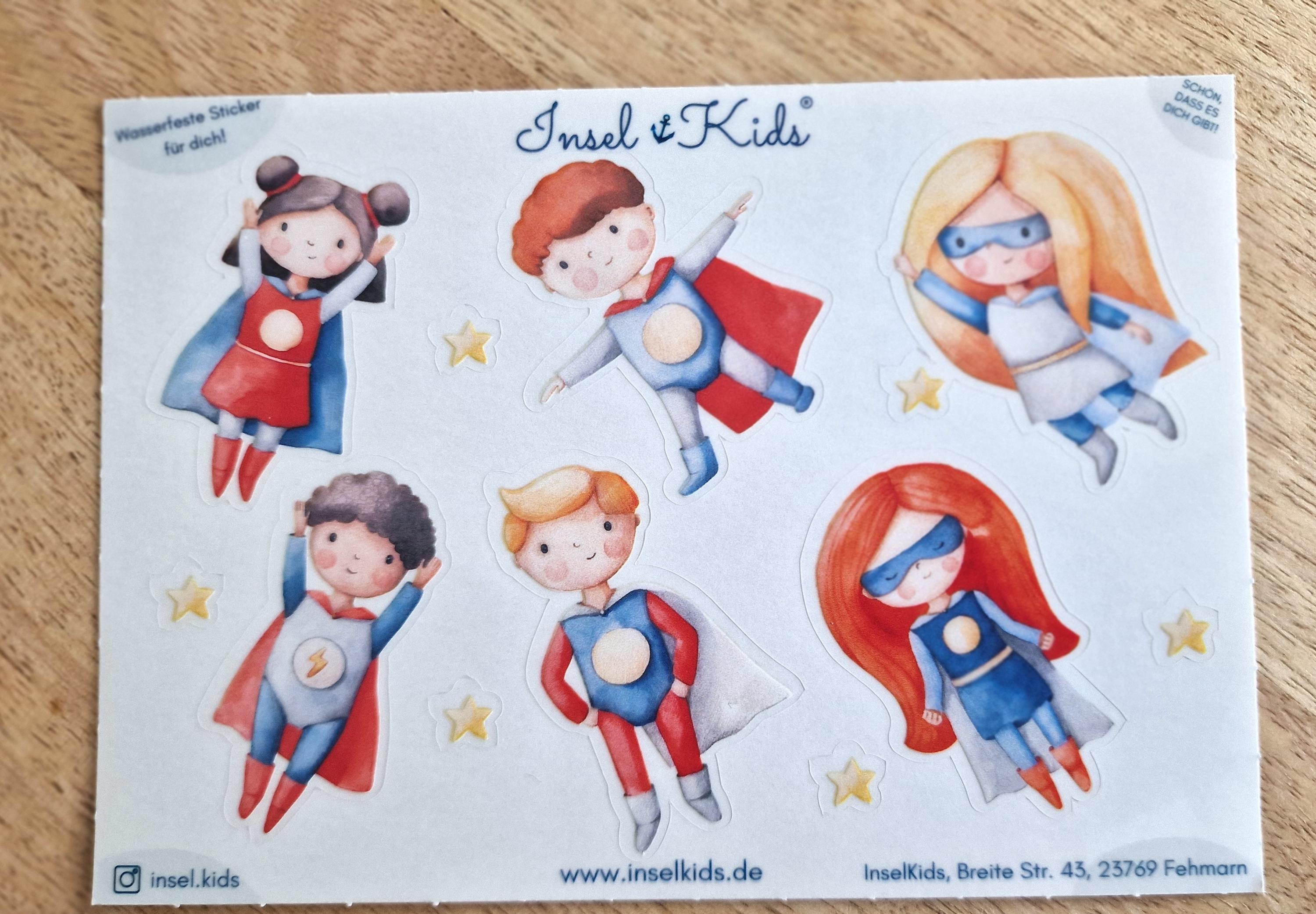 Sticker Superhelden wasserfest spülmaschinenfest Aufkleber Trinkflasche Brotdose Fahrrad Geschenk Einschulung Kita – Stickers