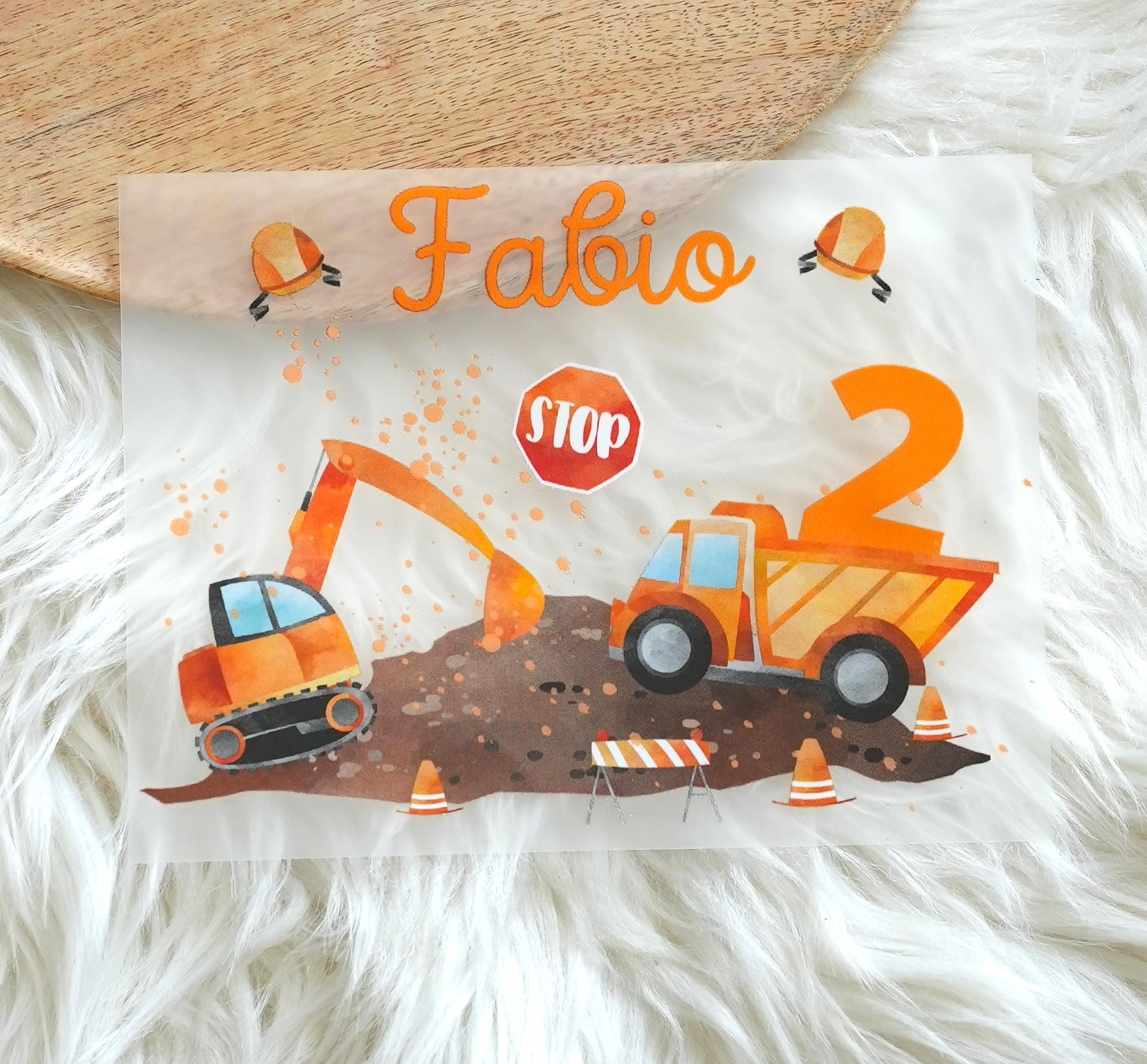 Bügelbild Bagger mit Name & Alter – personalisiert – Baustellenfahrzeug Shirt geburtstag Baustelle n Geburtstag DIY – Appliques & Patches