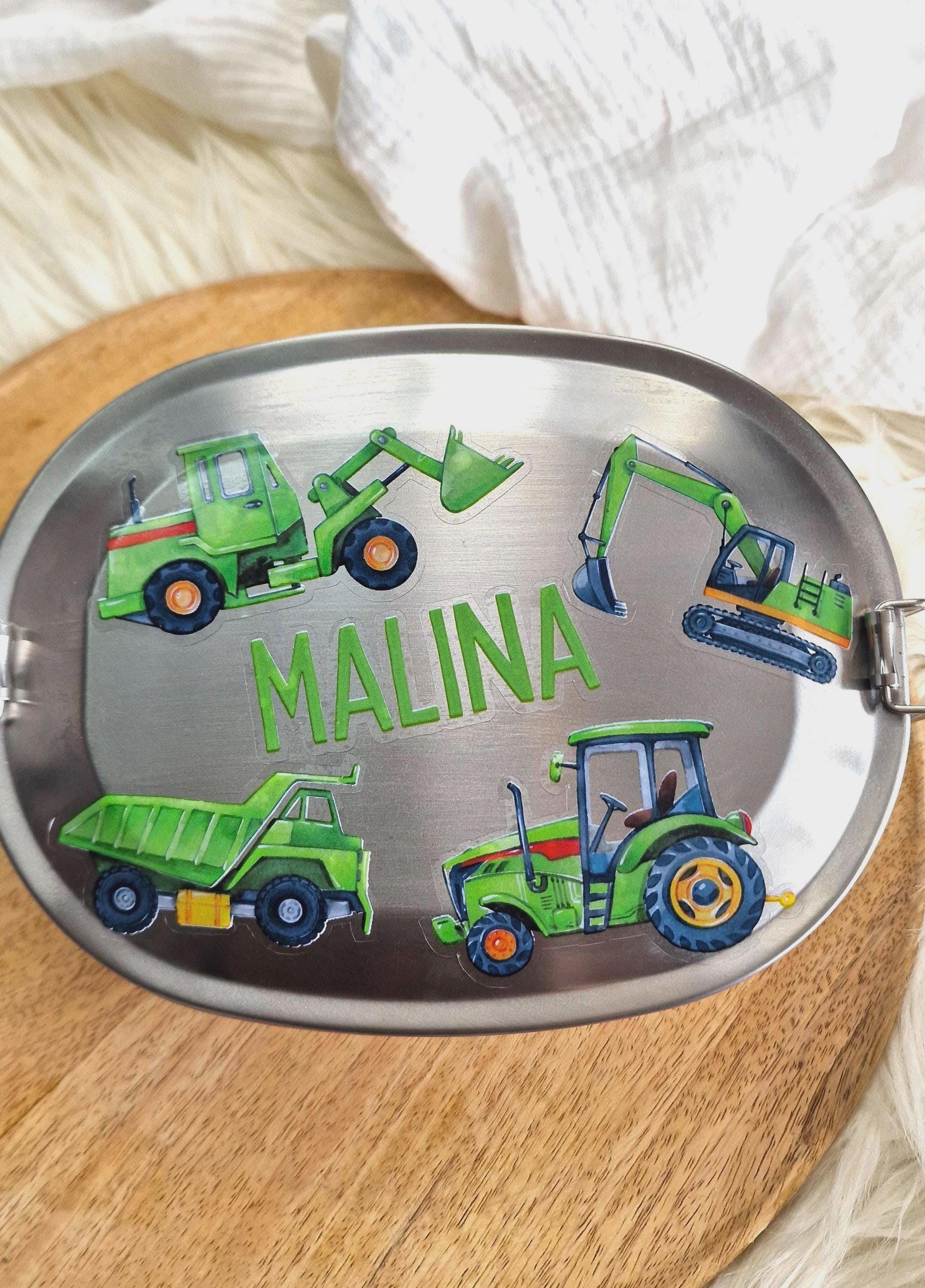 Namensaufkleber Baustellenfahrzeuge – personalisierte Sticker mit Traktor, Bagger & Kipplaster – wasserfest und Spülmaschinengeeignet – Stickers