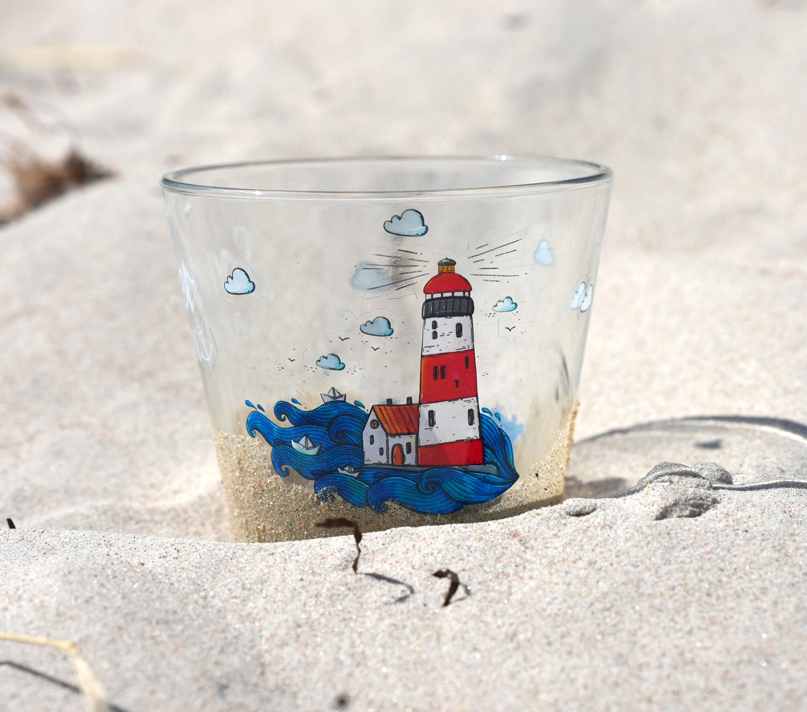 Leuchtturm Aufkleber Sommer – maritime Sticker für Windlichter, Gläser & Deko – DIY Küstenliebe – wetterfest A4 A5 A6 – Sommerleuchten – Stickers