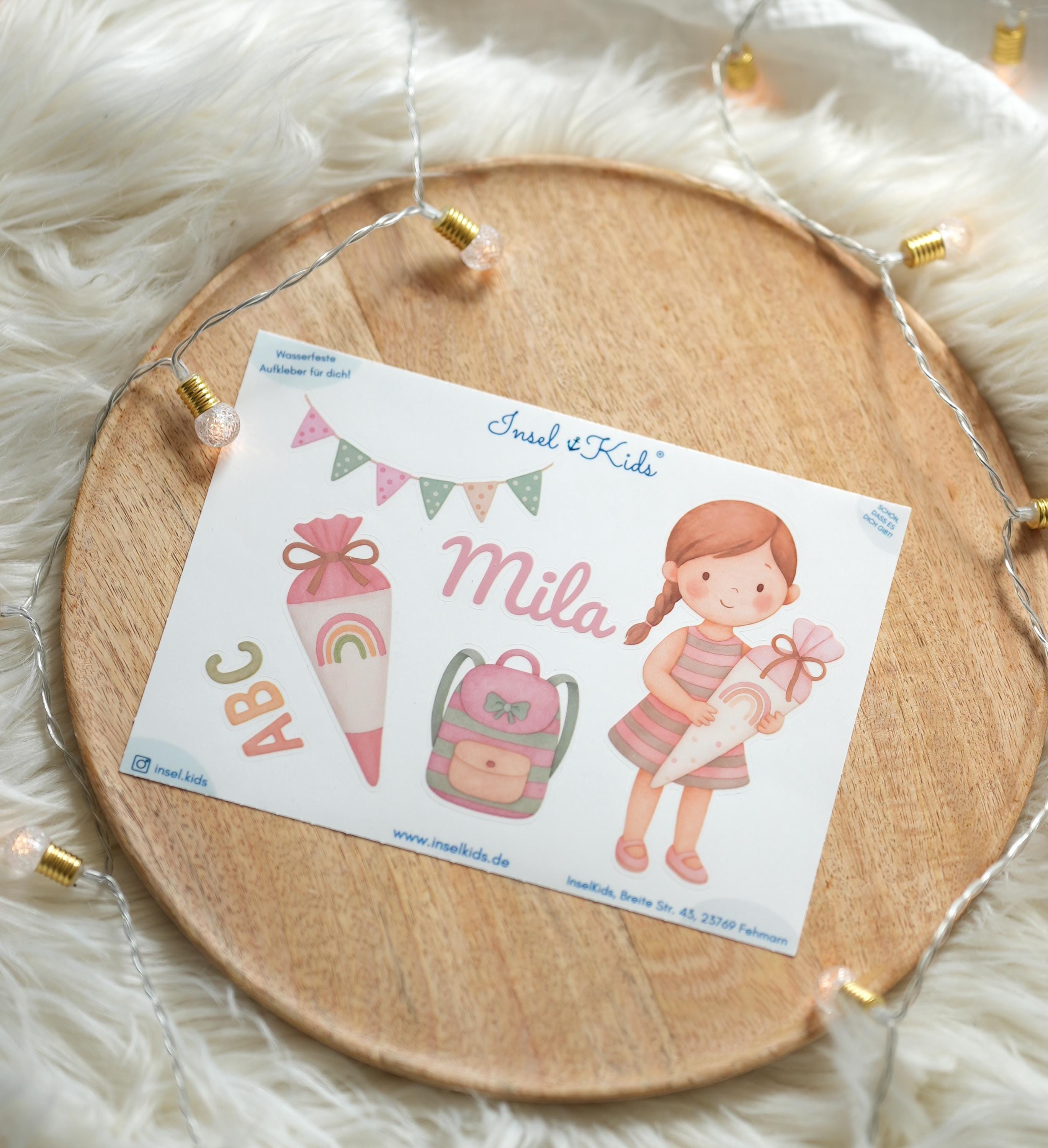 Sticker Einschulung personalisiert – wasserfestes Sticker-Set mit Namen – ABC Schultüte Schul Aufkleber – Brotdose Flasche – Stickers