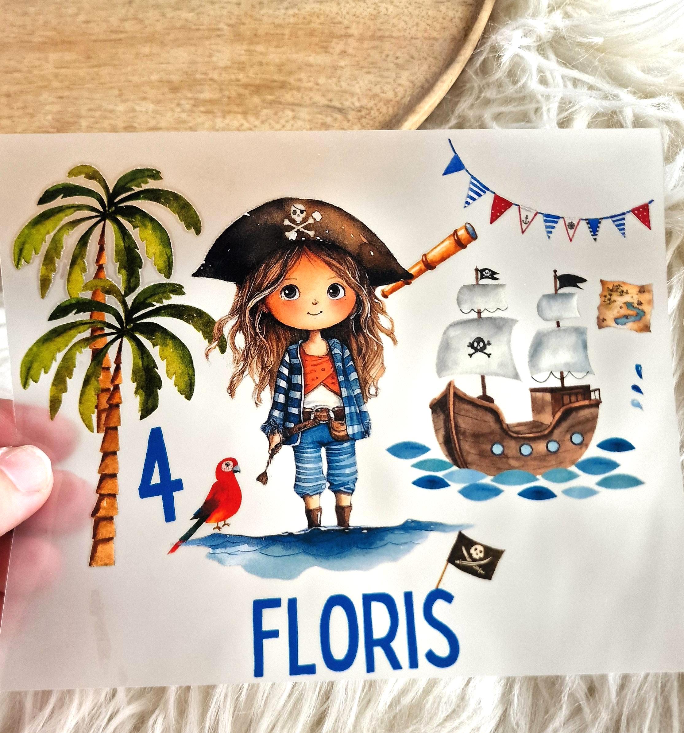 Bügelbild Piraten personalisiert – mit Name & Alter – Geburtstag – Pirat Shirt – geburtstag Bügelbild – Appliques & Patches