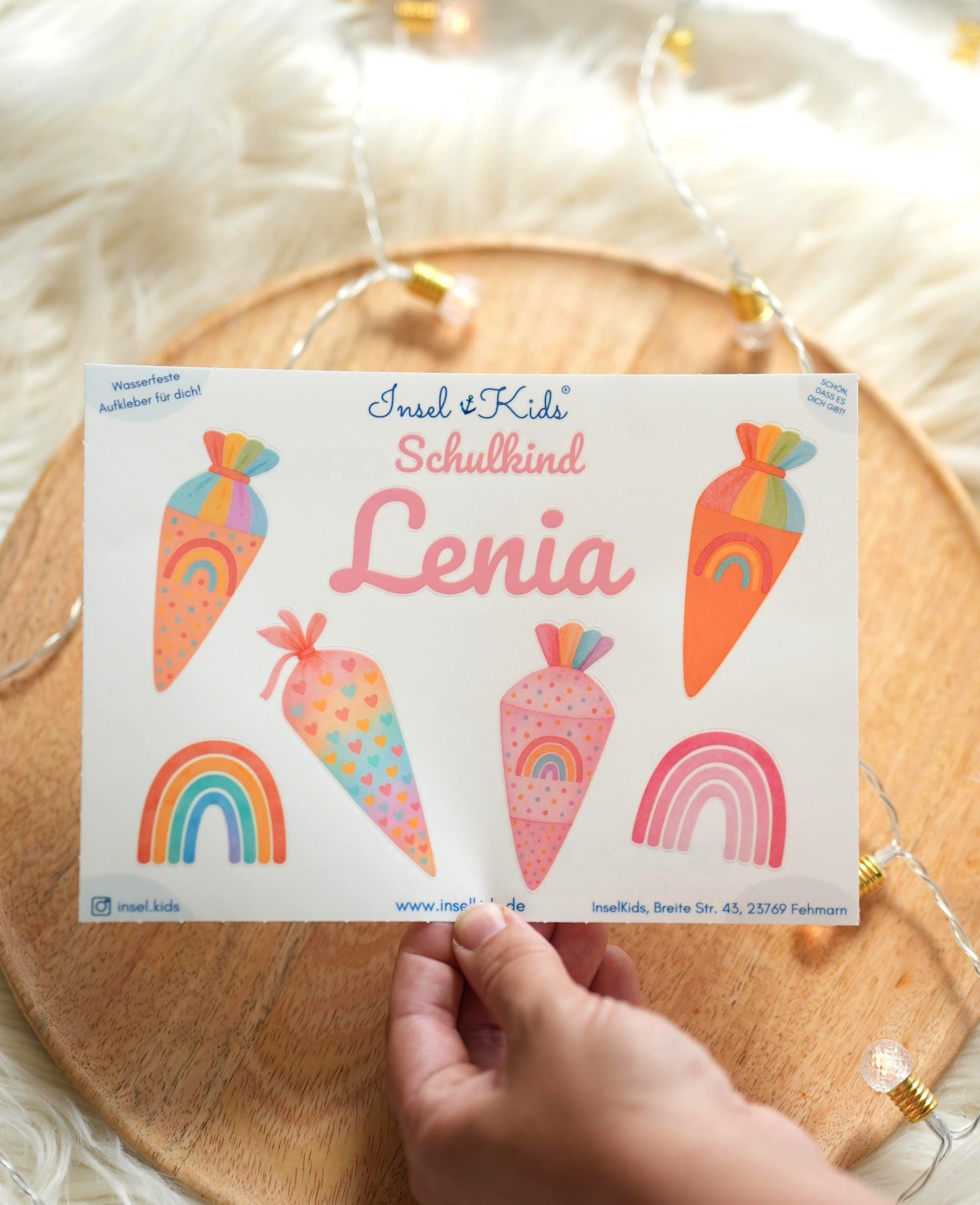 Sticker Schul 2025 mit Name – personalisiert – Aufkleber Schultüte Regenbogen – Geschenk Einschulung – Boho Pastell – Stickers