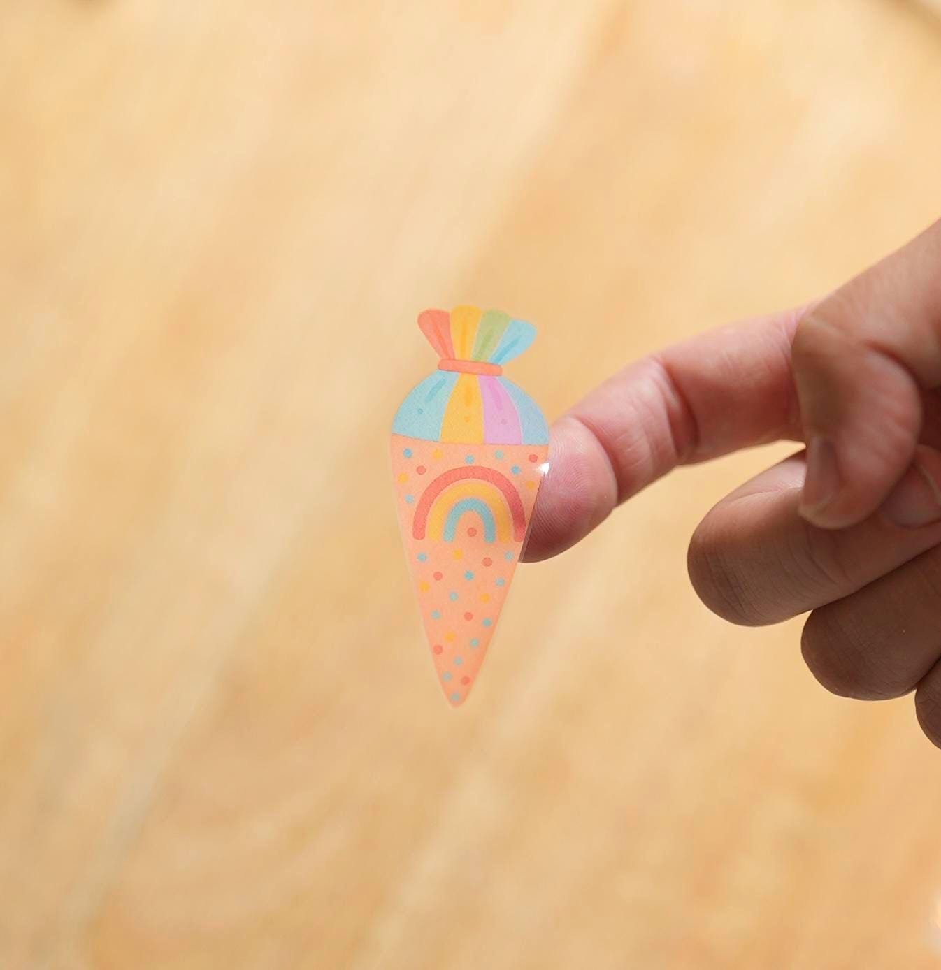Sticker Schul 2025 mit Name – personalisiert – Aufkleber Schultüte Regenbogen – Geschenk Einschulung – Boho Pastell – Stickers