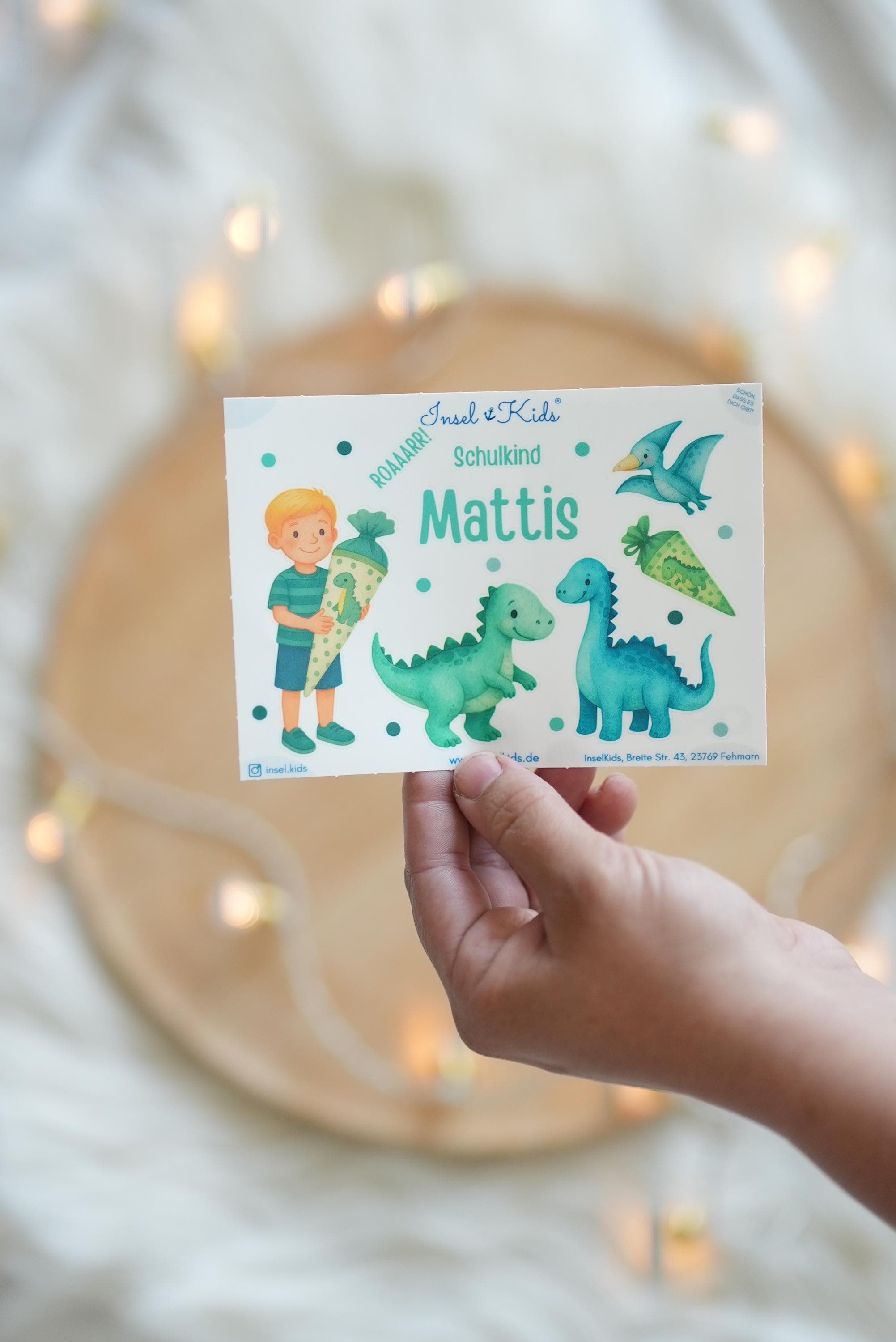 Namensaufkleber Dinosaurier – personalisierte Sticker zur Einschulung – Dino Schul – A6 Stickerbogen – wasserfest und Spühlmaschinenfest – Stickers