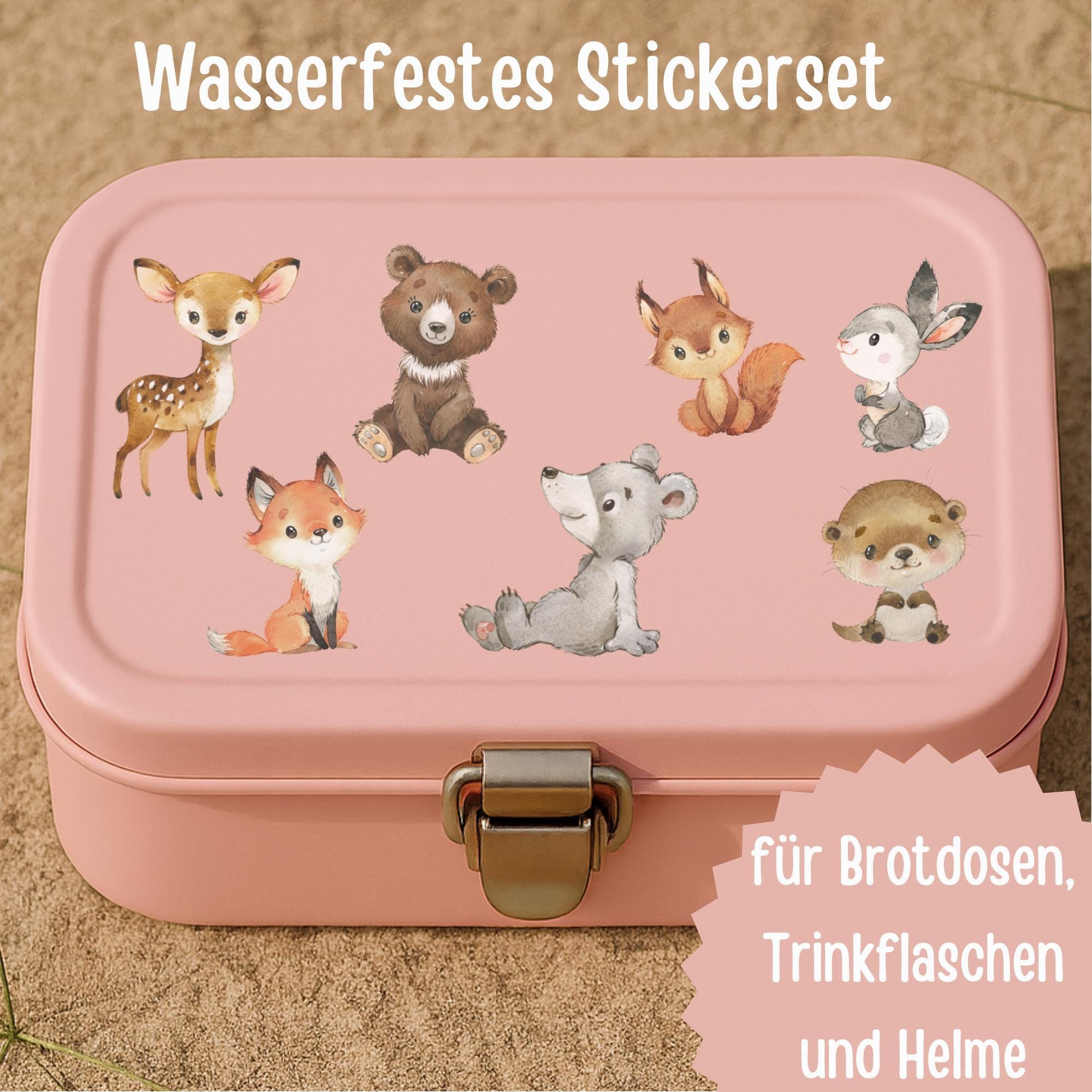 Waldtiere Sticker für – wasserfest & spülmaschinenfest – Aufkleber für Brotdose, Flasche, Fahrrad – Einschulung Kita – Stickers