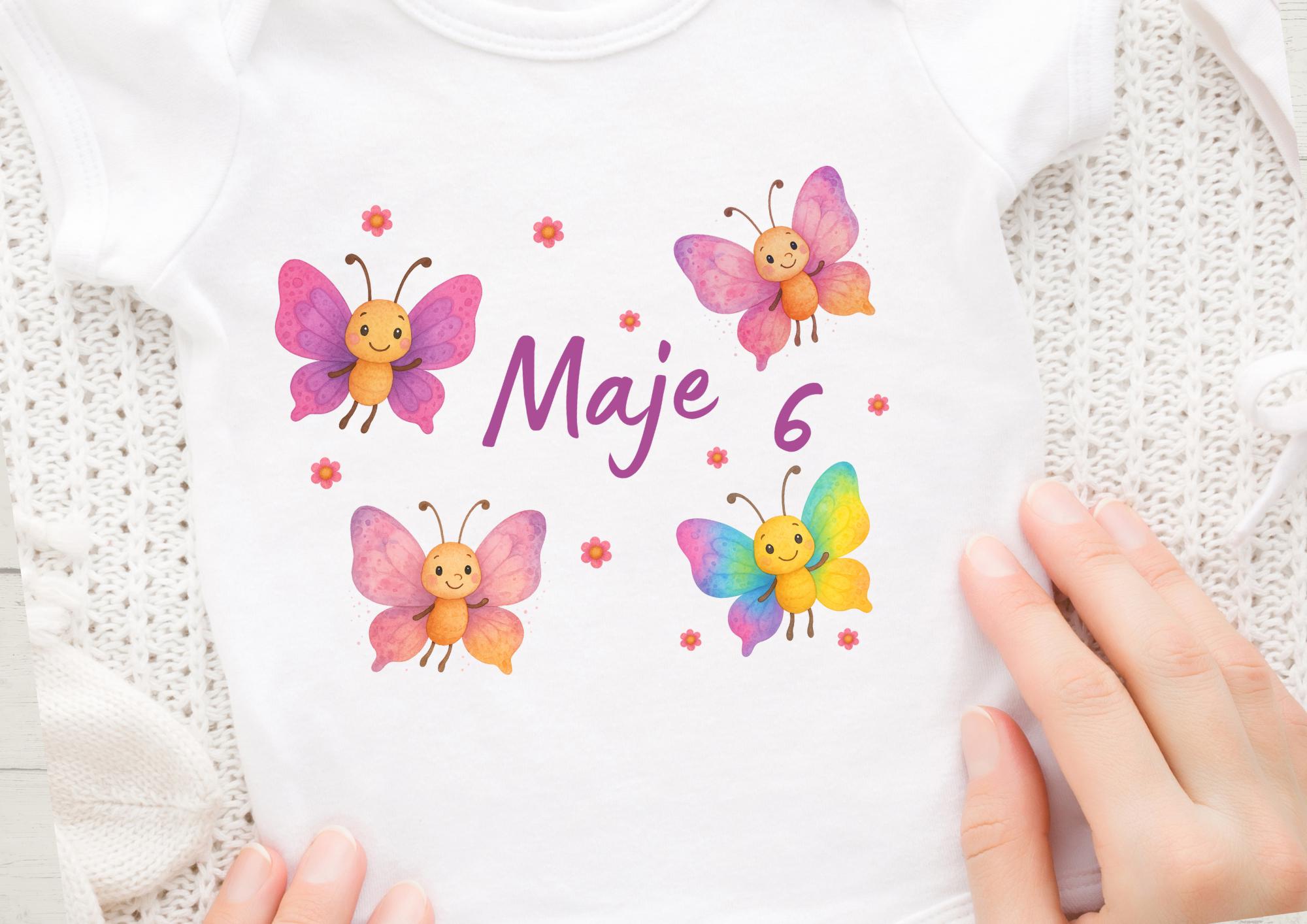 Bügelbild Geburtstag – Schmetterling personalisiert mit Name & Alter – Aufbügler A4 A5 – DIY Shirt Einschulung – Appliques & Patches