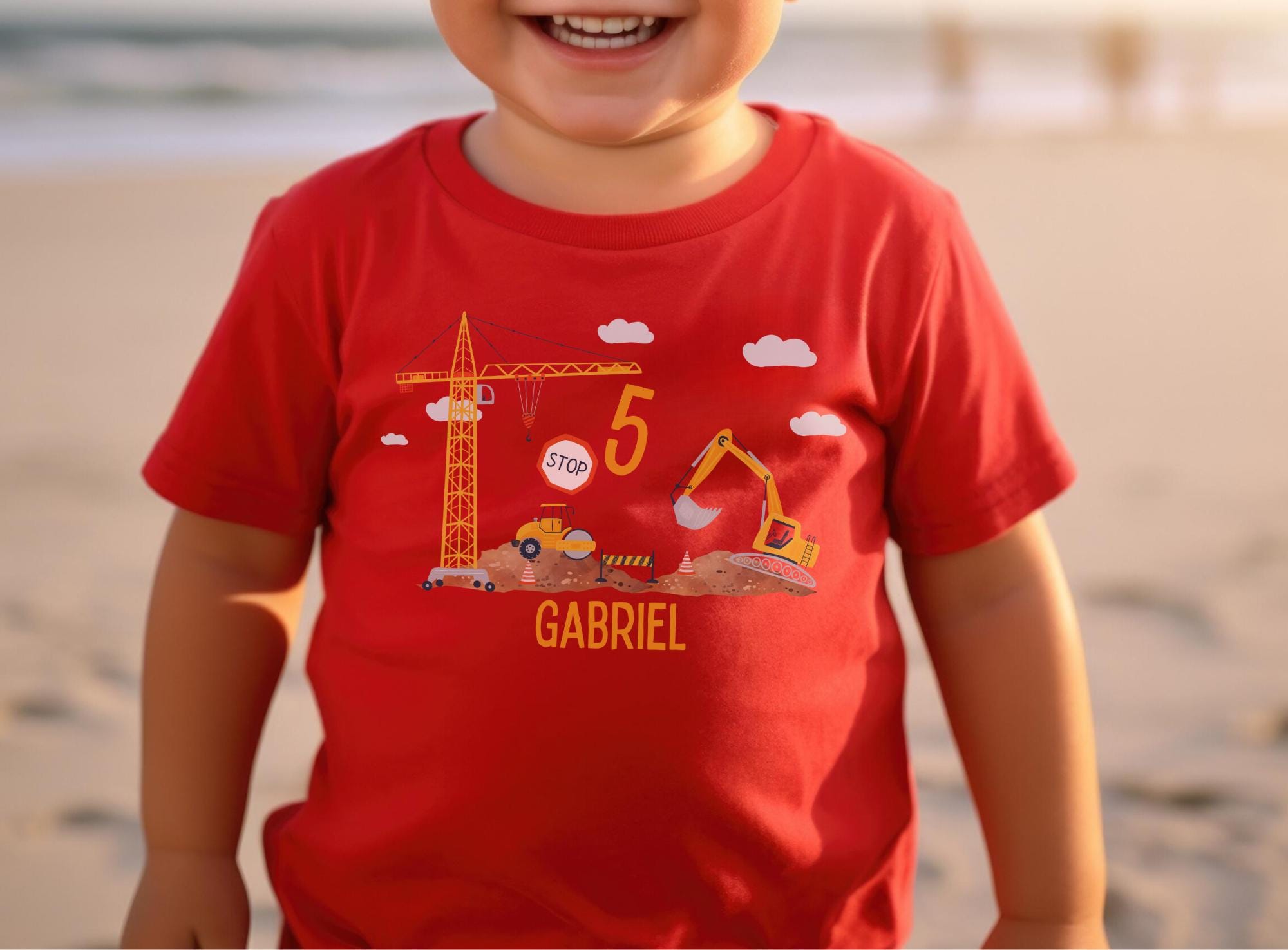 Geburtstagsshirt personalisiert Bagger Radlader Baustelle Bauarbeiter Kran