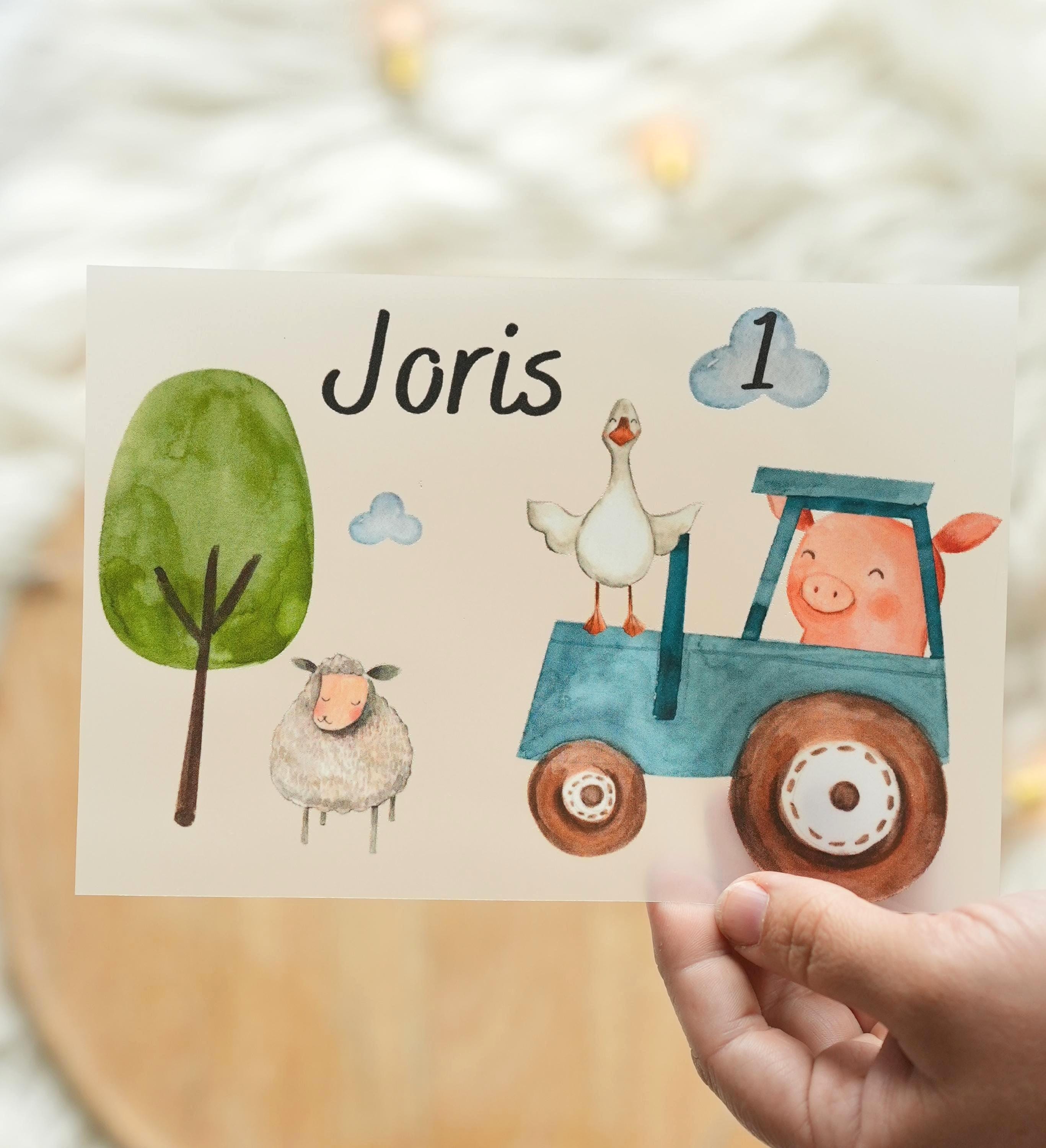 Bügelbild Traktor mit Name & Alter – Bauernhof Geburtstag – personalisiert – Shirt – Schaf und Gans – A4/A5 – Appliques & Patches