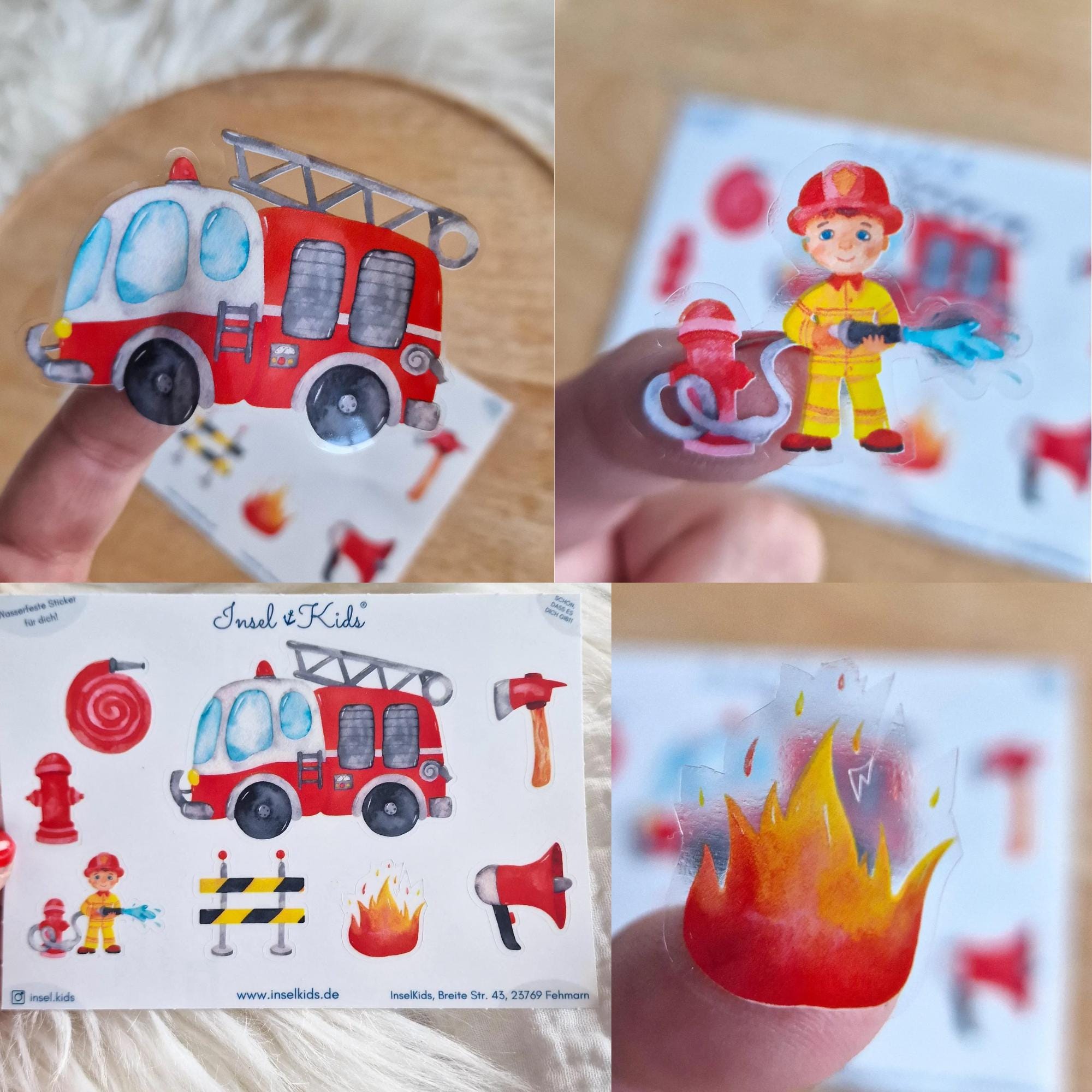 Feuerwehr Sticker Set für – wasserfest & spülmaschinenfest – für Brotdose, Flasche und Schulstart – Stickers