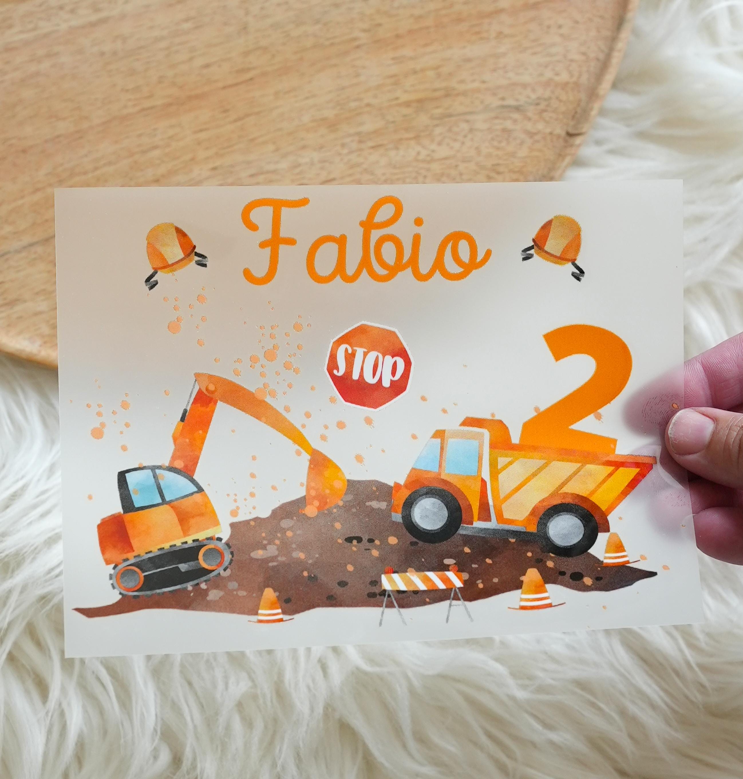 Bügelbild Bagger mit Name & Alter – personalisiert – Baustellenfahrzeug Shirt geburtstag Baustelle n Geburtstag DIY – Appliques & Patches