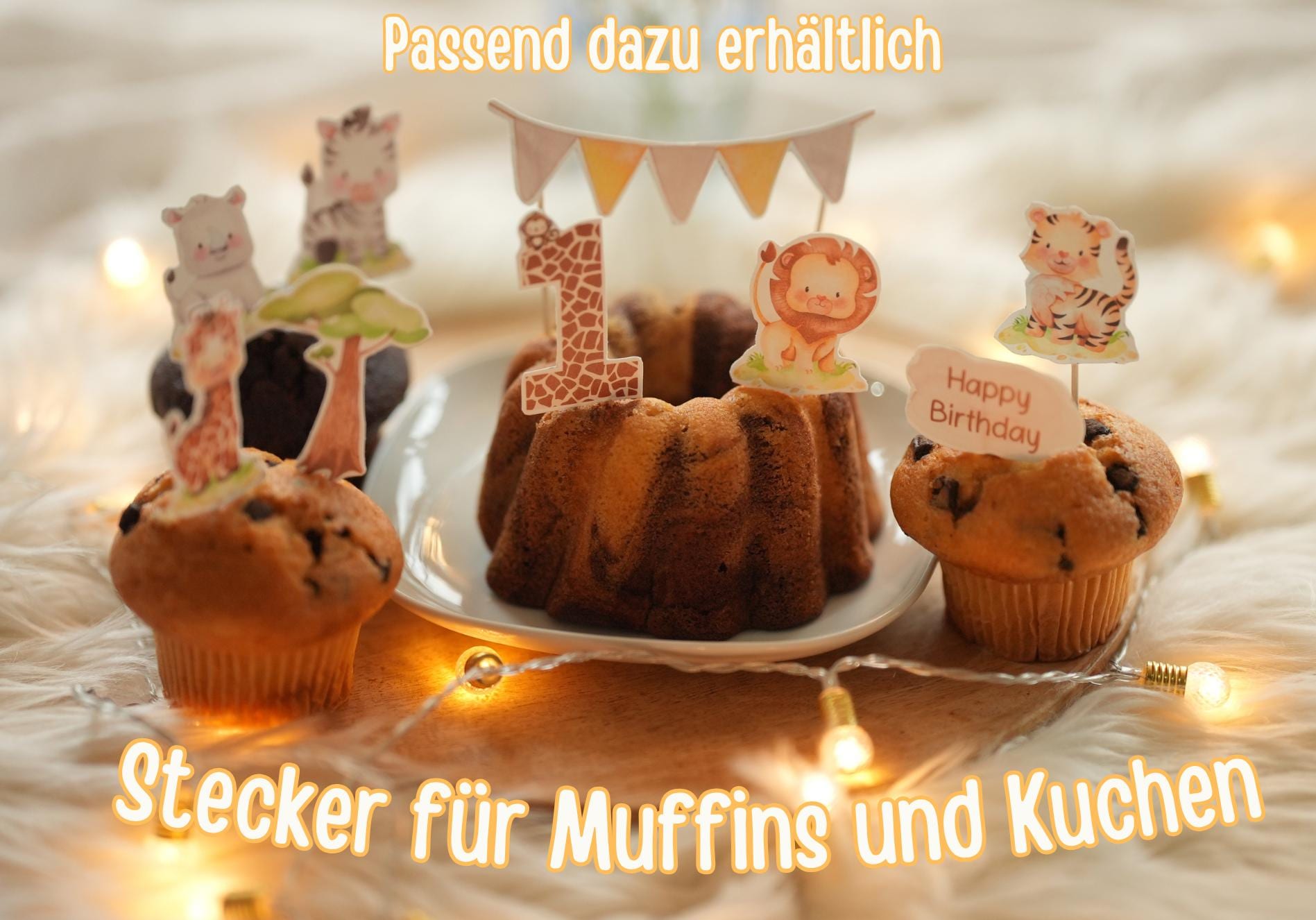 Tortenaufleger Safari Tiere – mit Name & Zahl – Fondantbild für geburtstag 1–6 Jahre – Dschungel Motto Deko – Party Decor