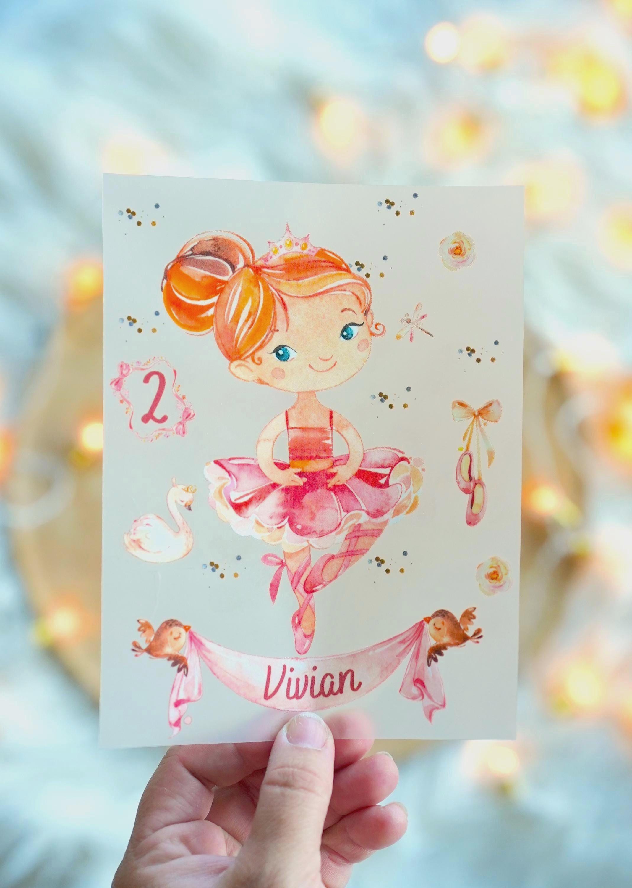 Bügelbild Ballerina mit Name & Zahl – personalisiert für Geburtstagsshirt – Tänzerin Motiv – Aufbügler für – A4/A5 – Appliques & Patches